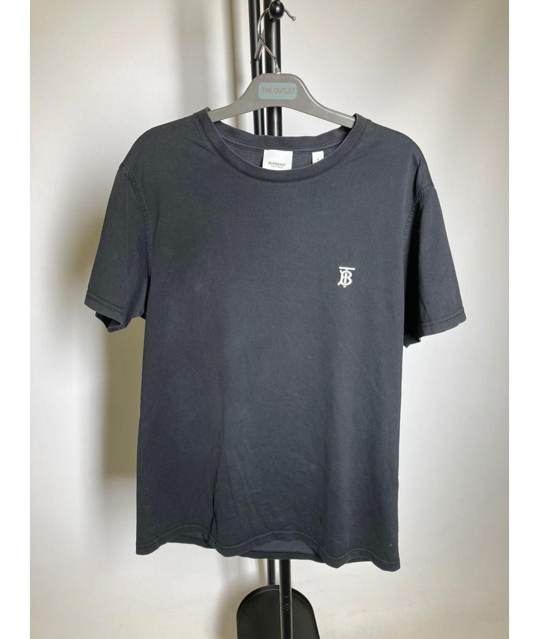 BURBERRY Черная хлопковая футболка, фото 3