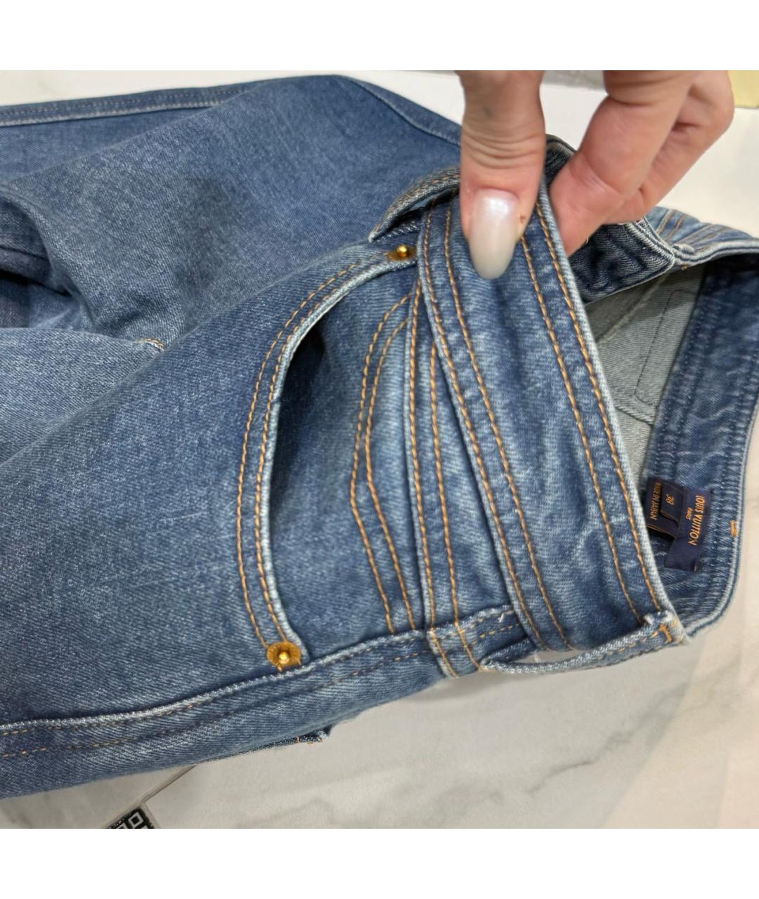 LOUIS VUITTON Синие хлопко-эластановые джинсы слим, фото 6