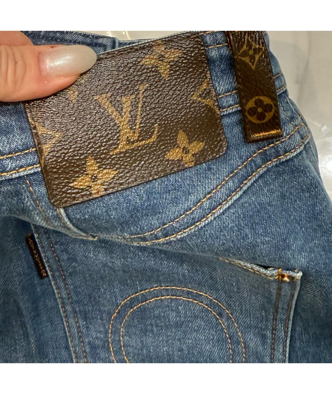 LOUIS VUITTON Синие хлопко-эластановые джинсы слим, фото 3