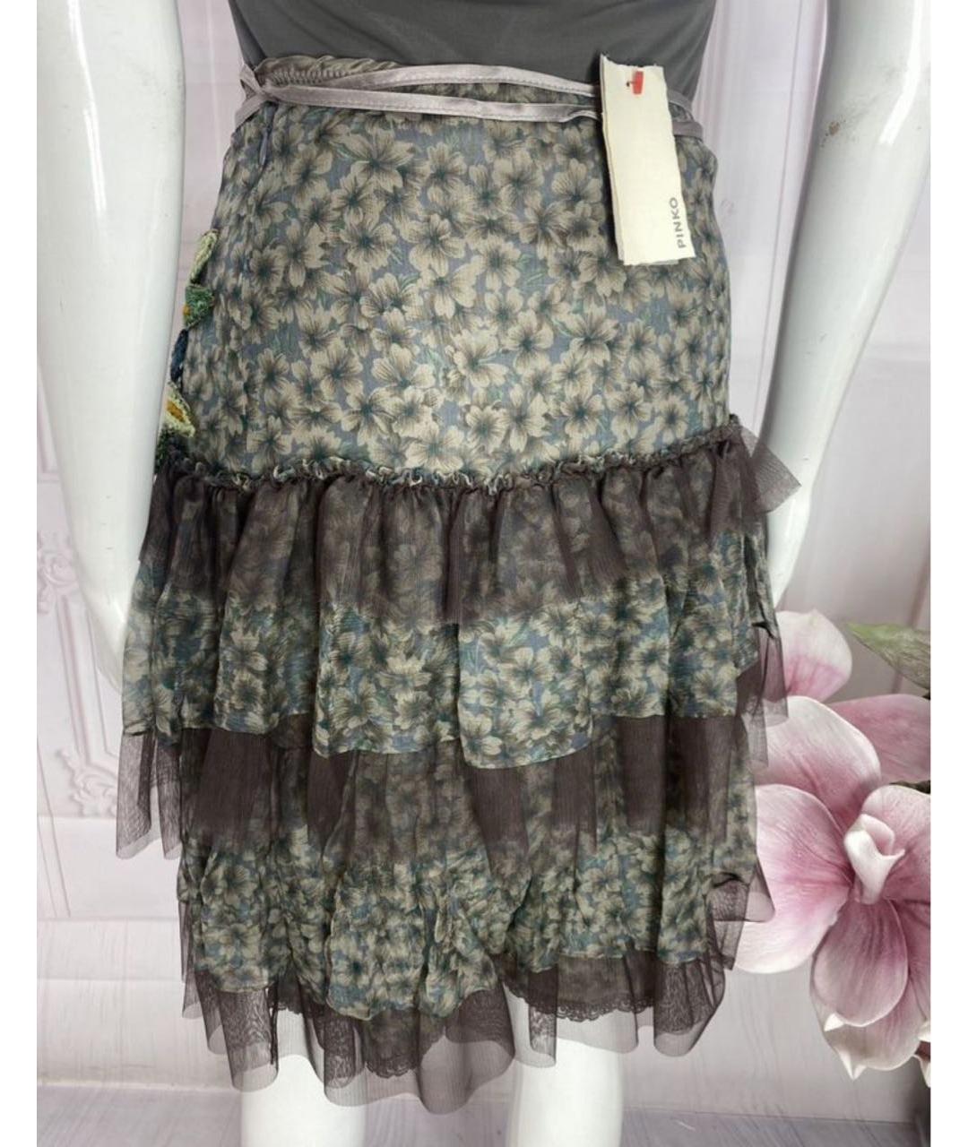 PINKO Мульти шелковая юбка мини, фото 2