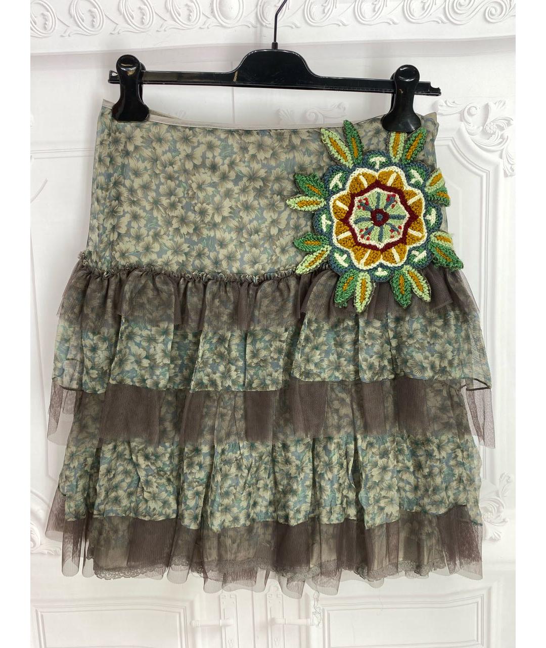 PINKO Мульти шелковая юбка мини, фото 9