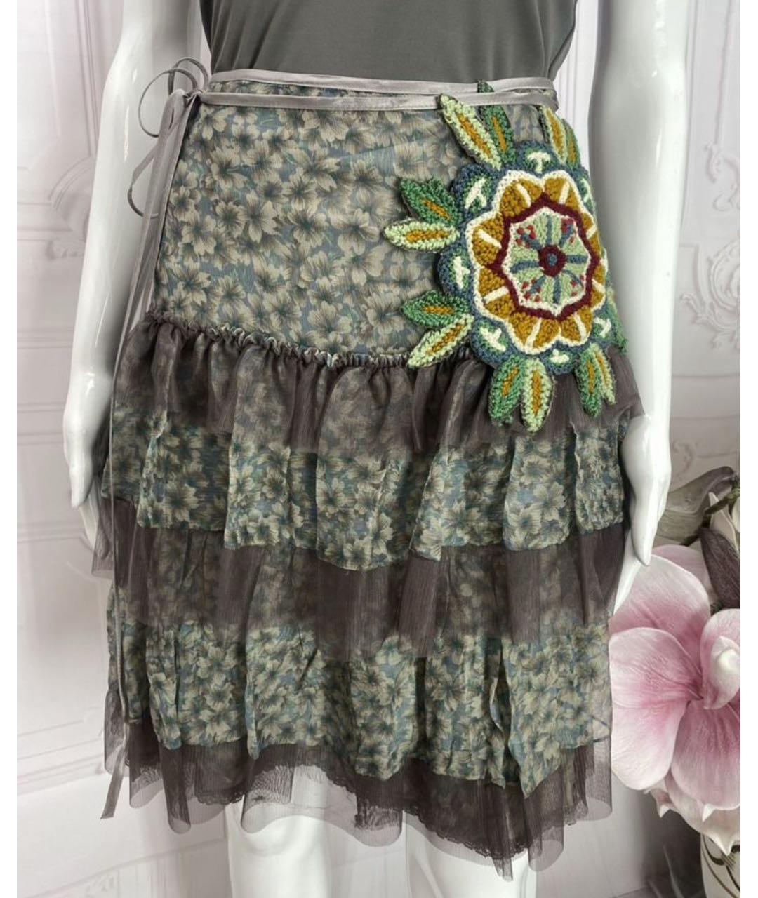 PINKO Мульти шелковая юбка мини, фото 5