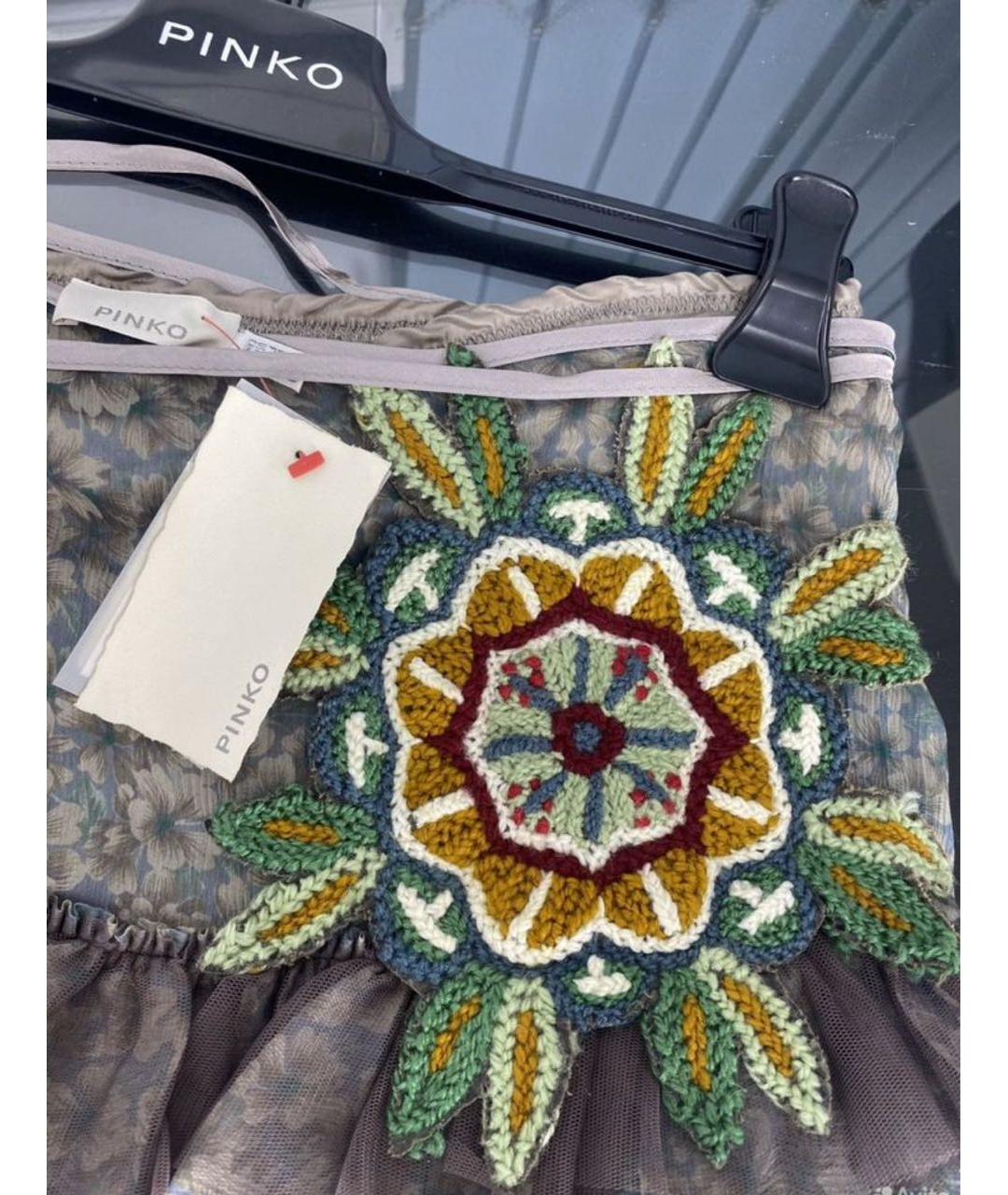 PINKO Мульти шелковая юбка мини, фото 3