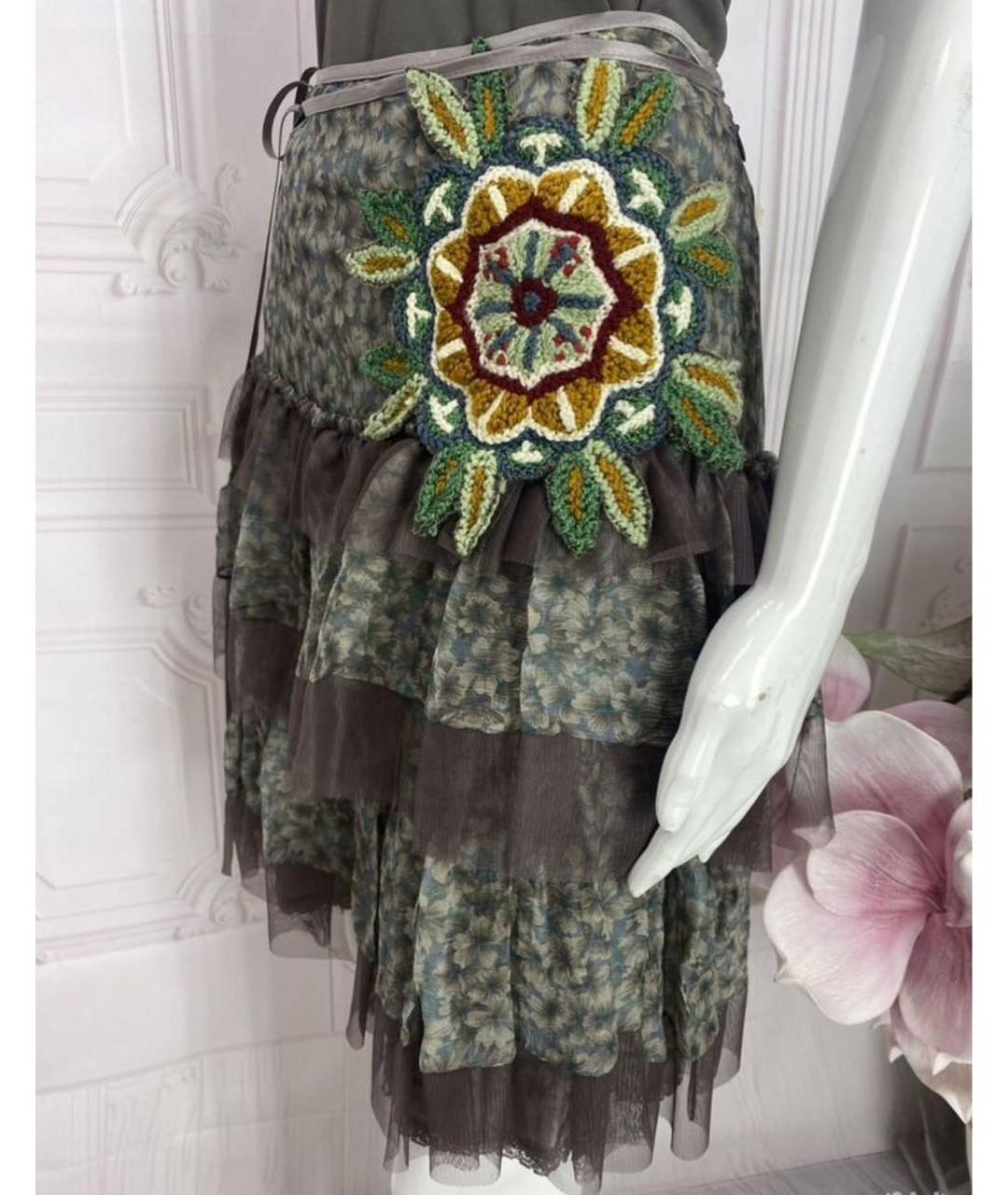 PINKO Мульти шелковая юбка мини, фото 4