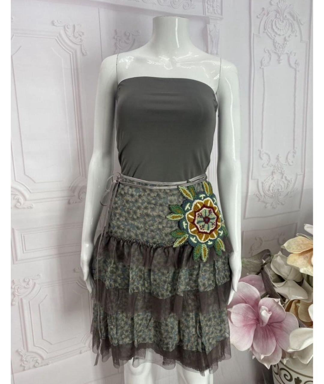 PINKO Мульти шелковая юбка мини, фото 7