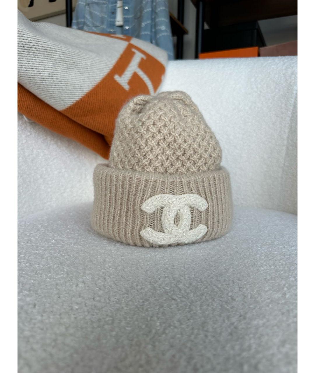 CHANEL Бежевая шапка, фото 4
