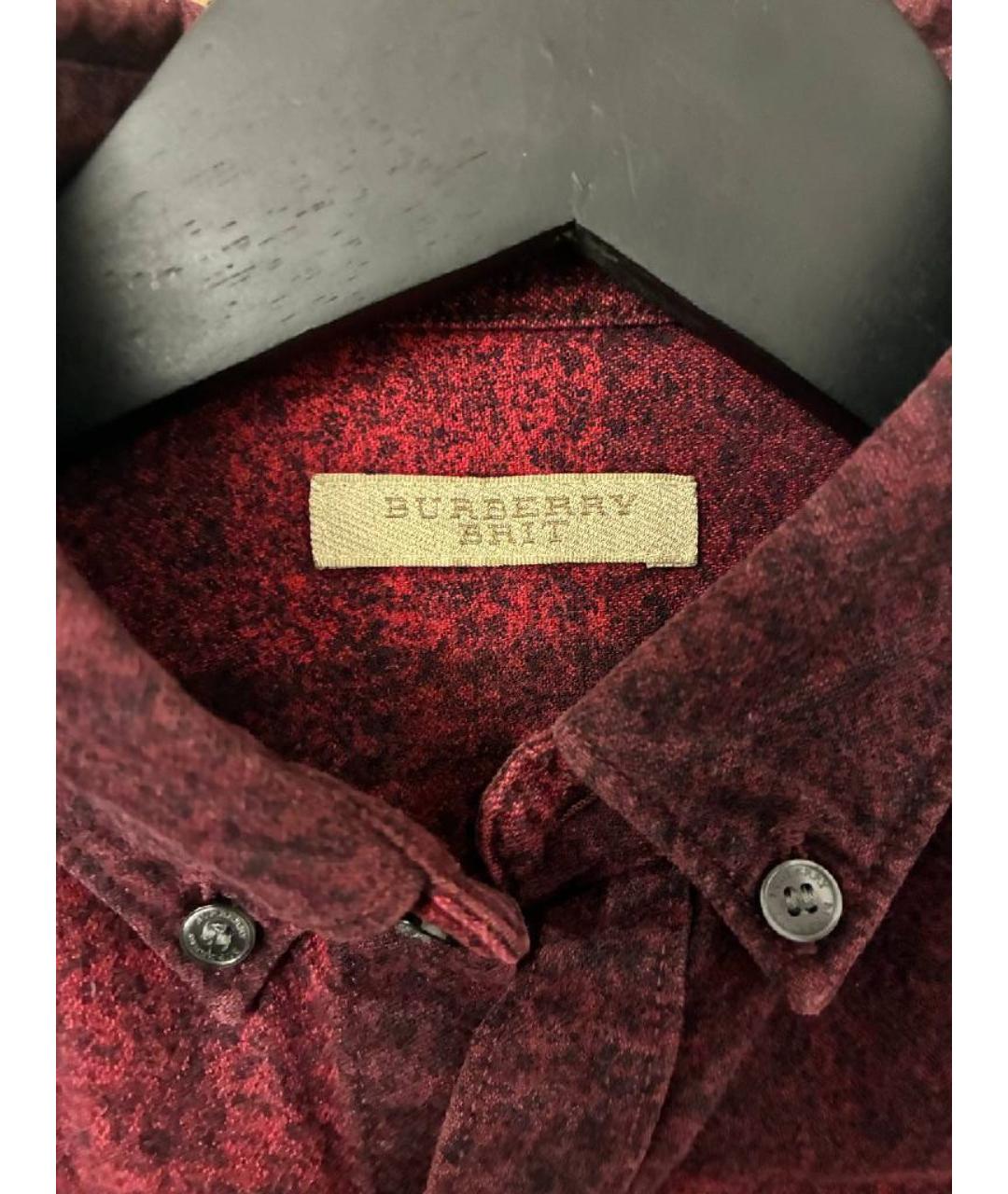 BURBERRY Бордовая хлопковая кэжуал рубашка, фото 3