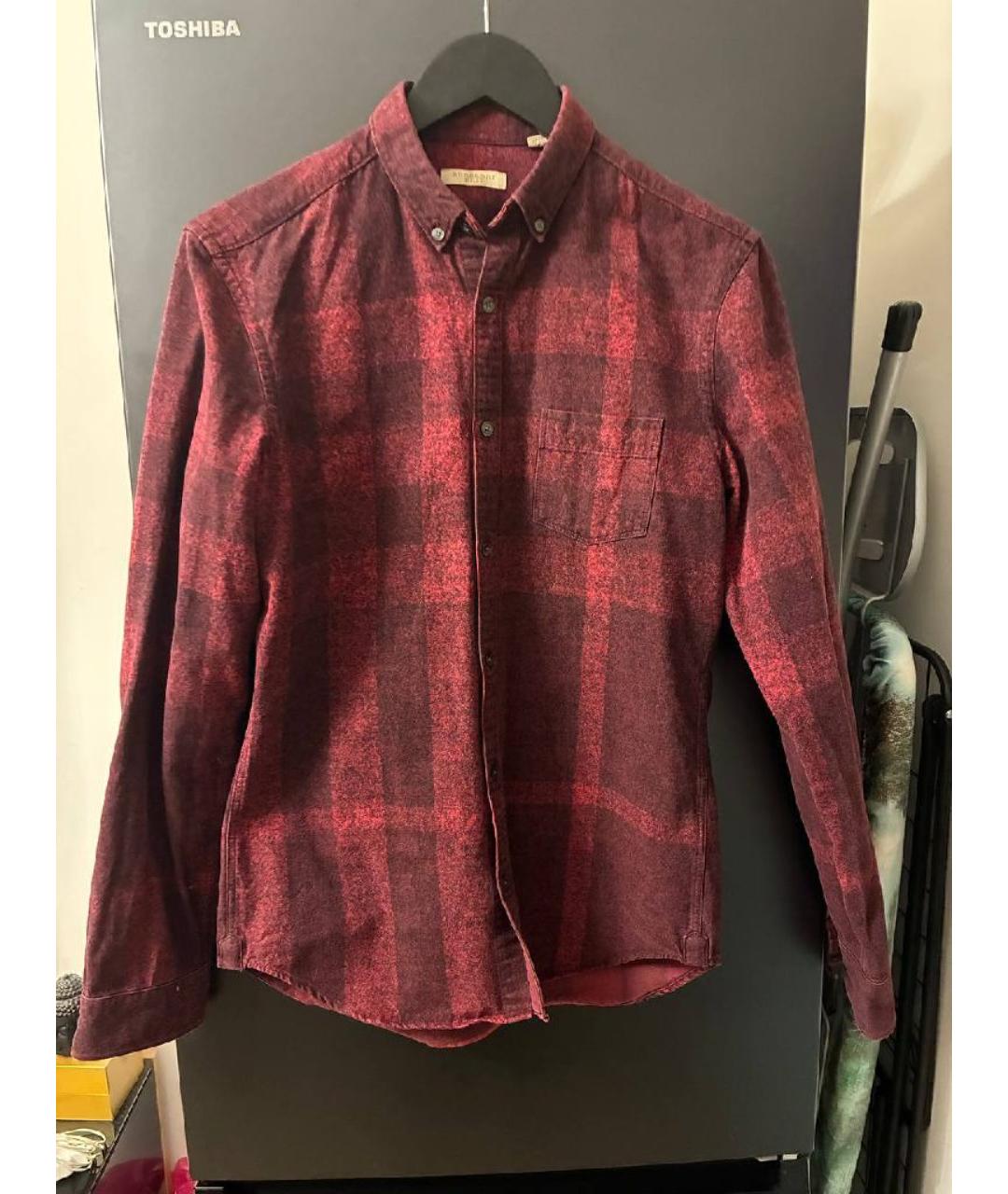 BURBERRY Бордовая хлопковая кэжуал рубашка, фото 5