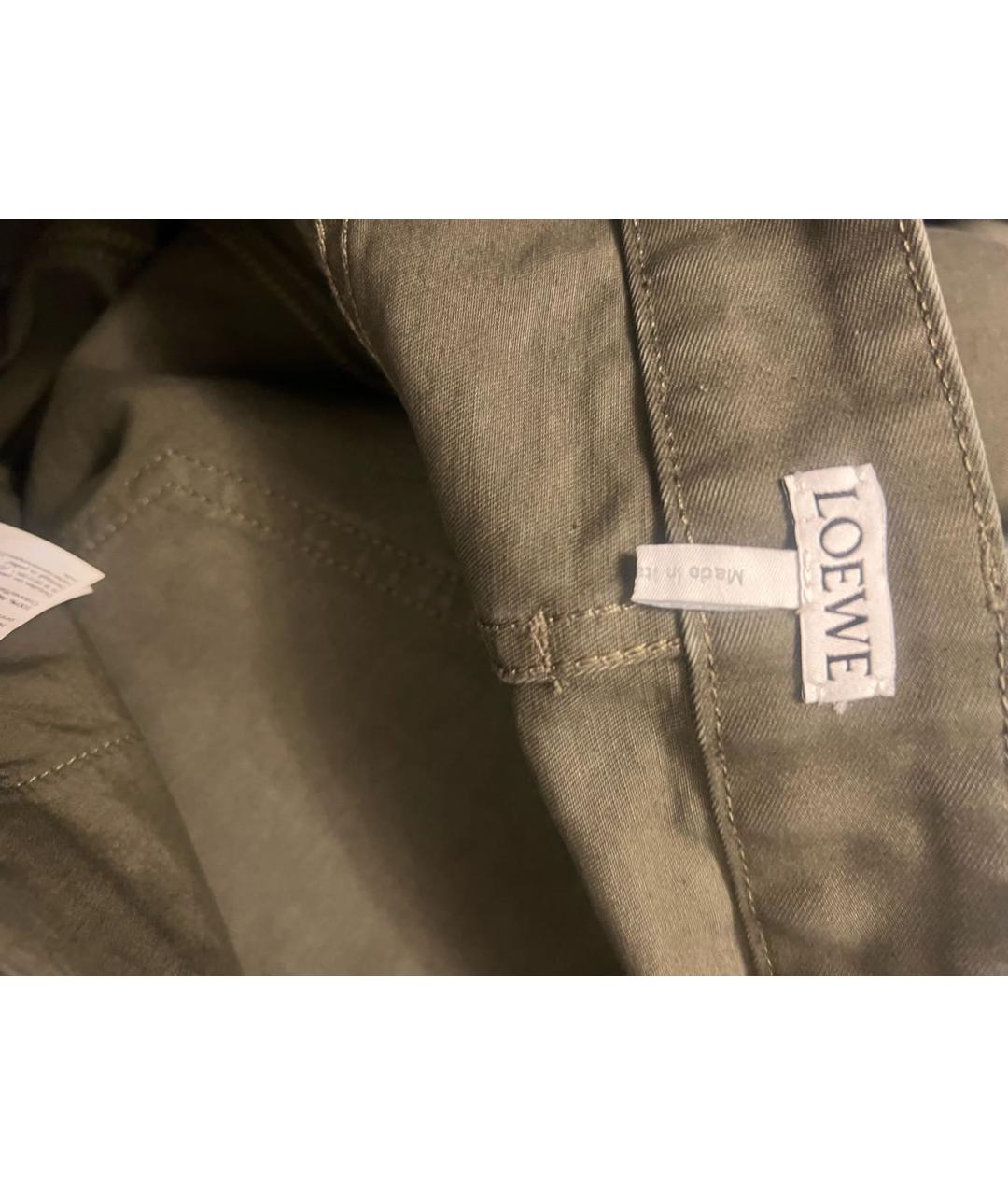 LOEWE Хаки хлопковая юбка миди, фото 3