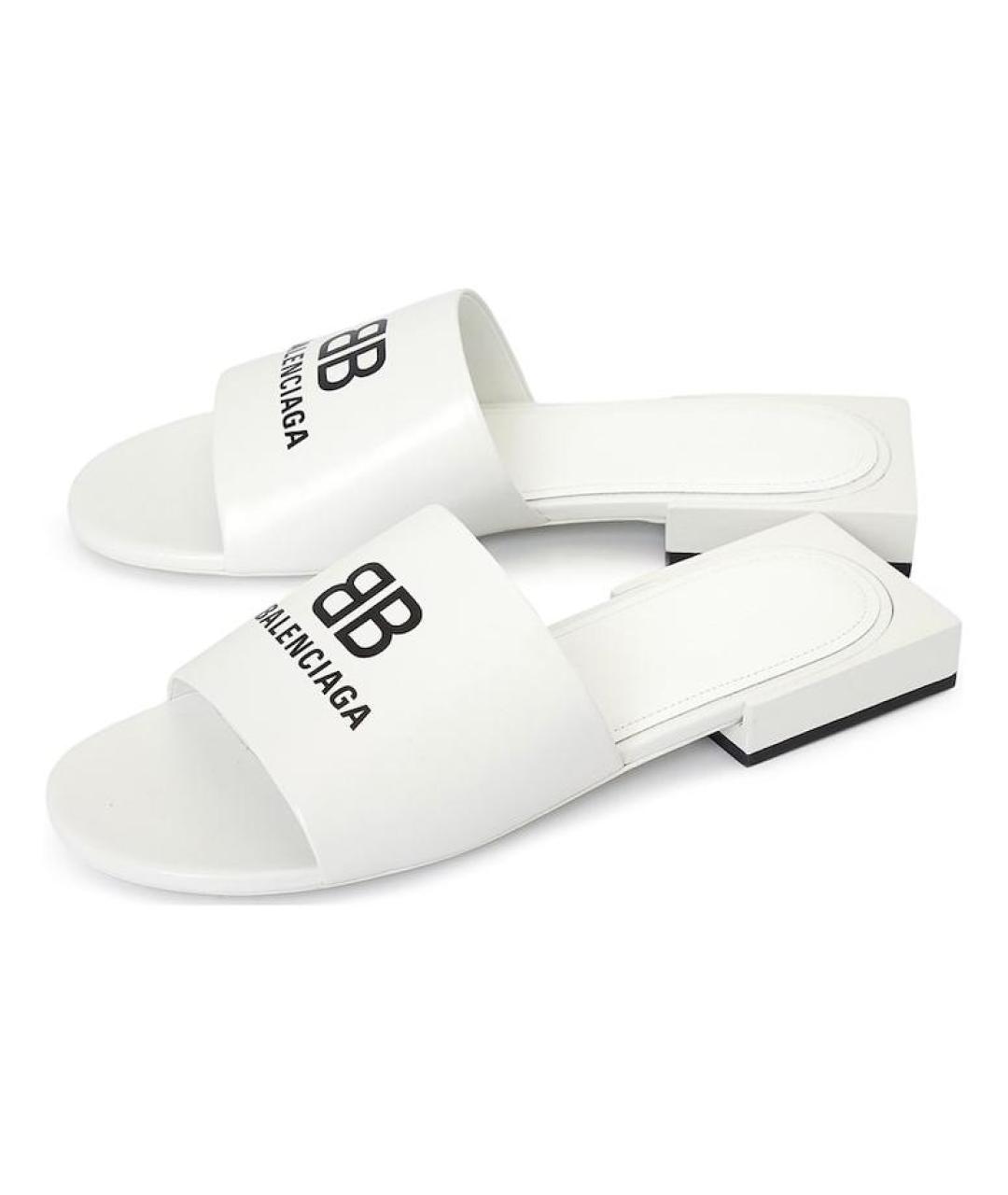 BALENCIAGA Белые кожаные сандалии, фото 3