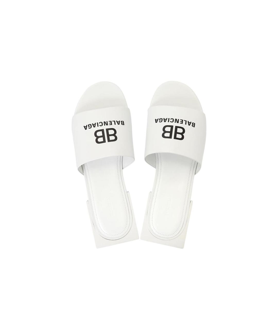 BALENCIAGA Белые кожаные сандалии, фото 4