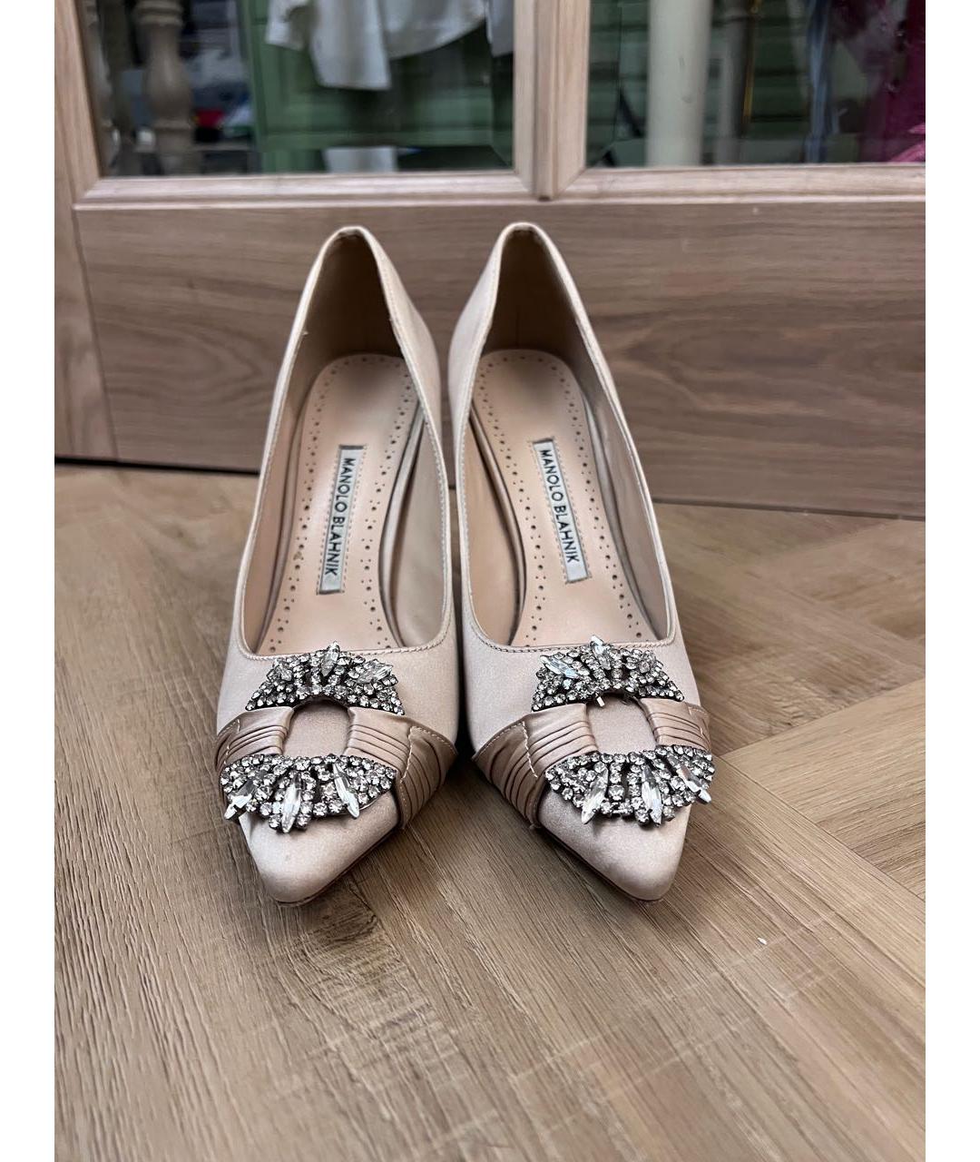 MANOLO BLAHNIK Бежевые текстильные туфли, фото 2