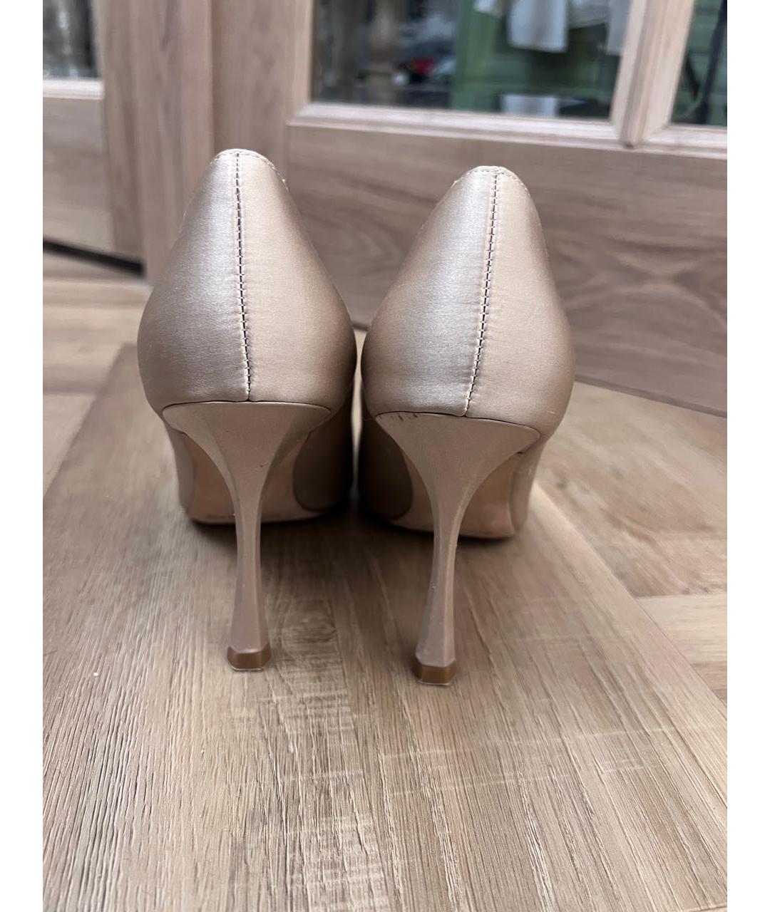 MANOLO BLAHNIK Бежевые текстильные туфли, фото 4