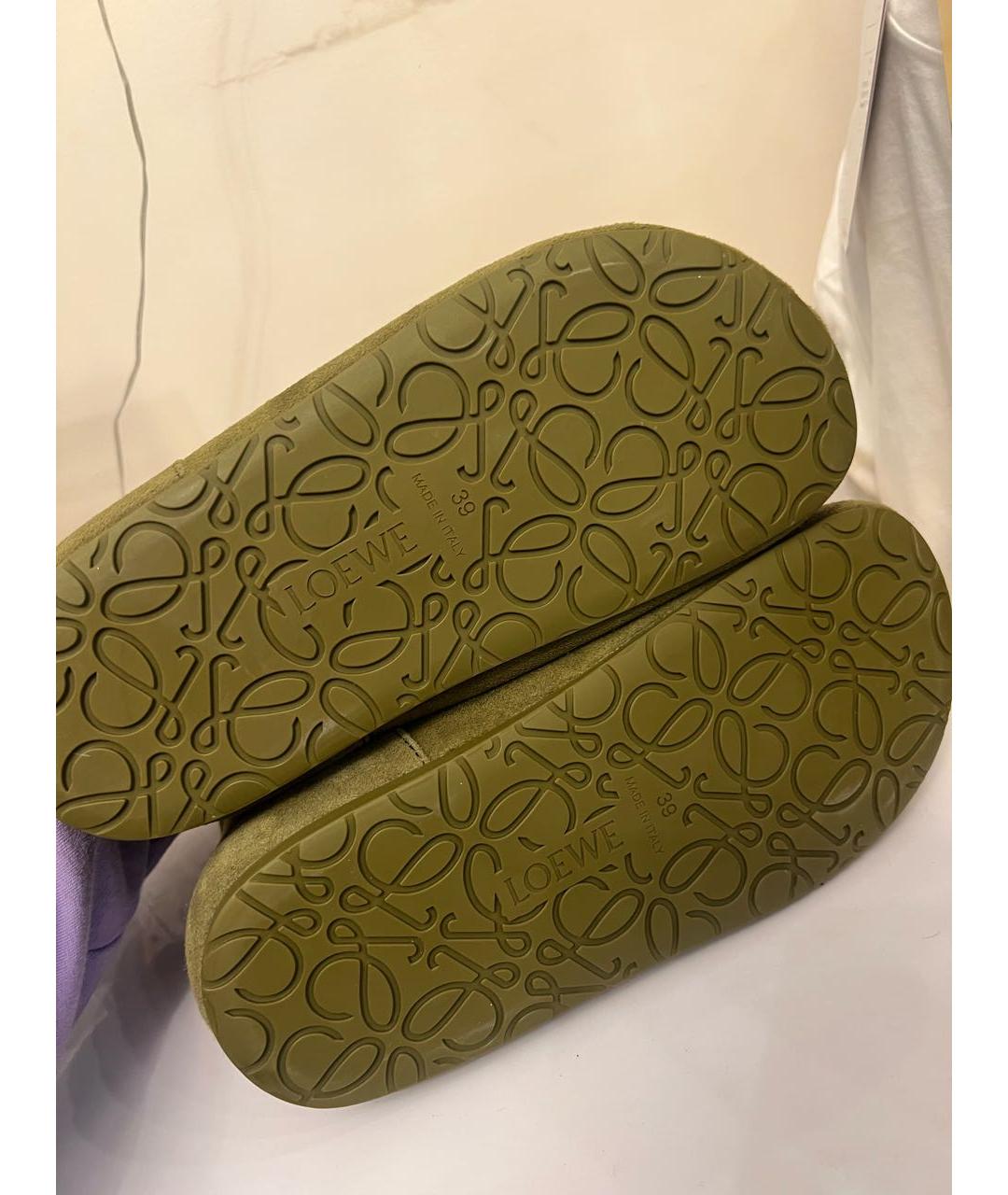 LOEWE Хаки замшевые полусапоги, фото 4