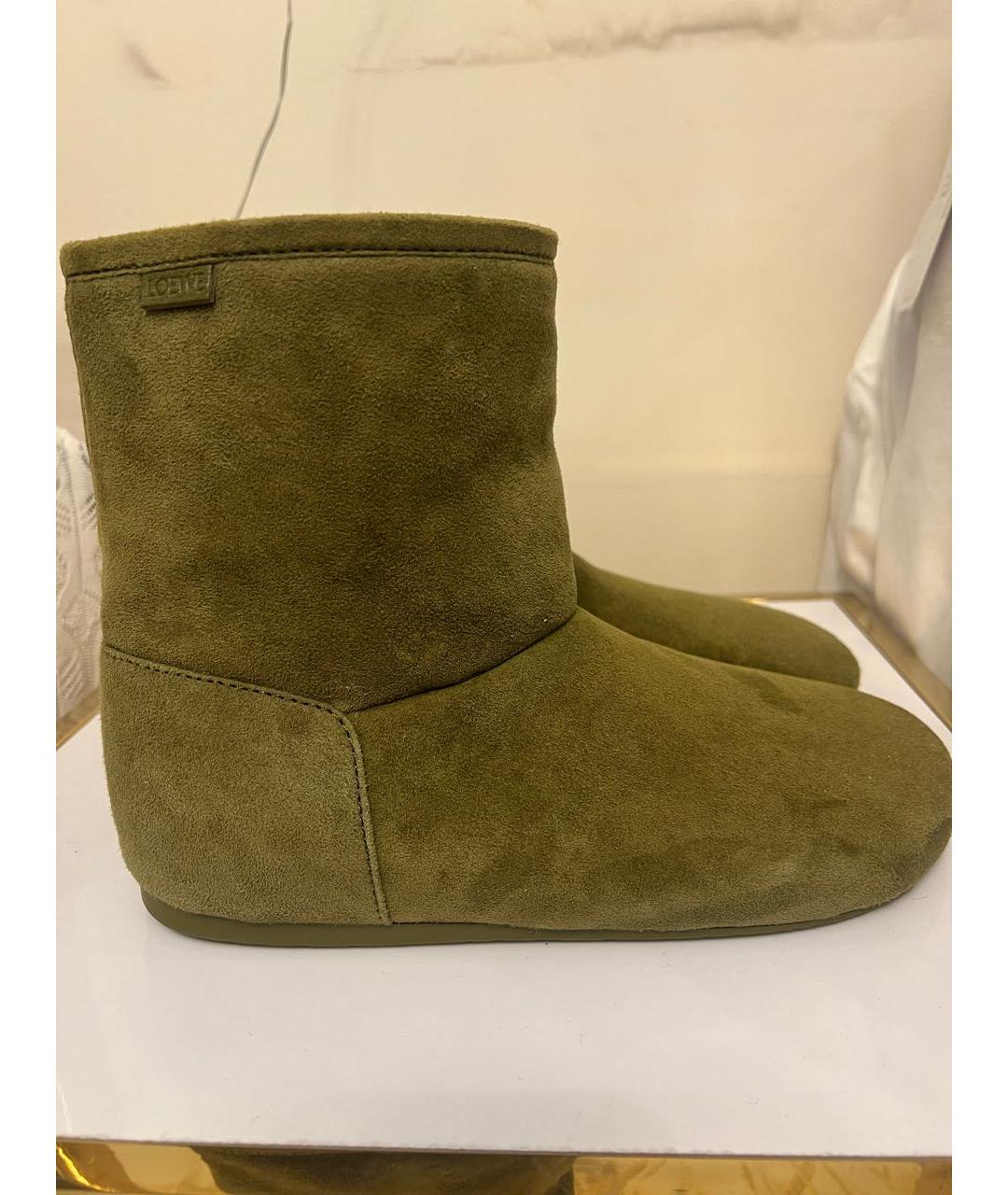 LOEWE Хаки замшевые полусапоги, фото 7