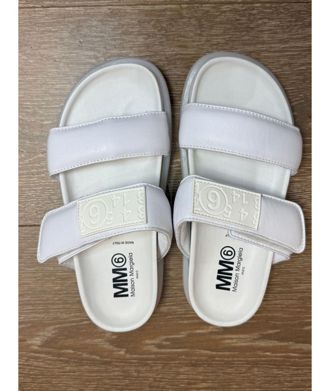 MAISON MARGIELA Белые кожаные сандалии и шлепанцы, фото 3