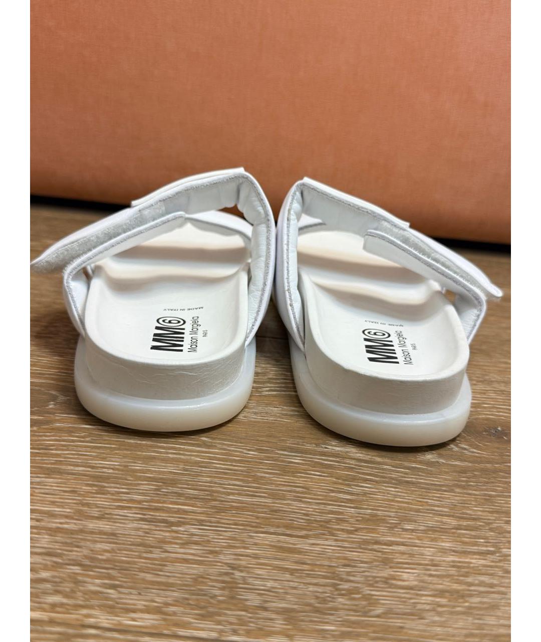 MAISON MARGIELA Белые кожаные сандалии и шлепанцы, фото 4