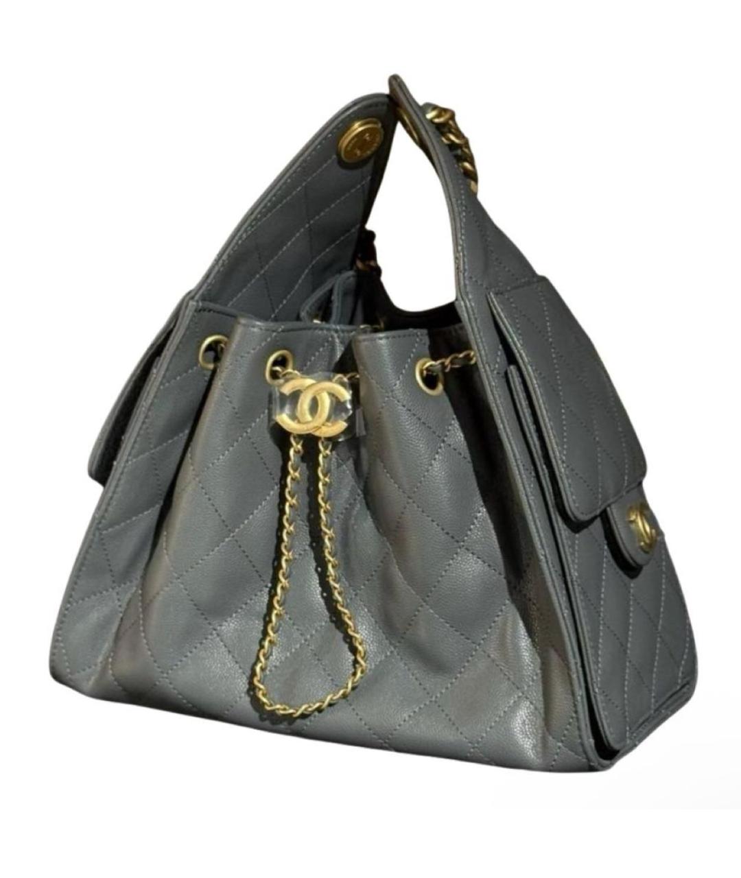 CHANEL Серая кожаная сумка тоут, фото 1
