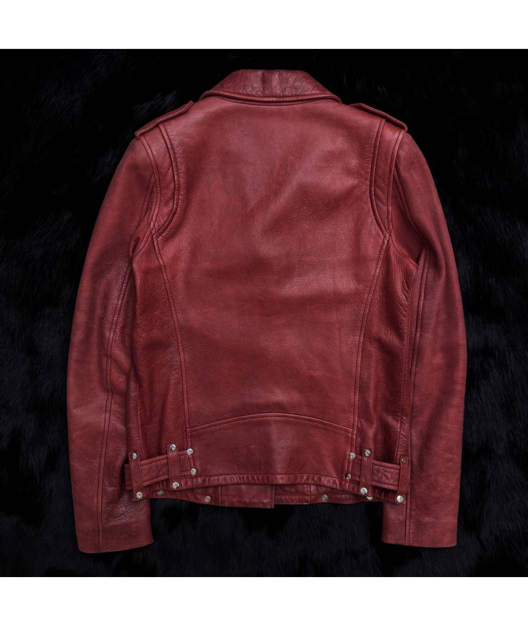 BALMAIN Бордовая кожаная куртка, фото 2