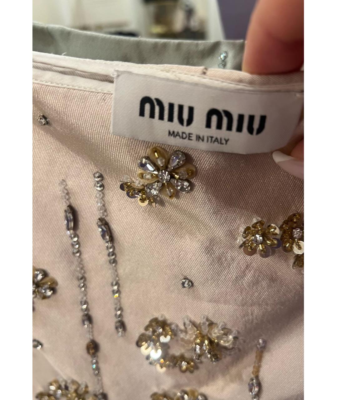 MIU MIU Бежевая юбка миди, фото 7