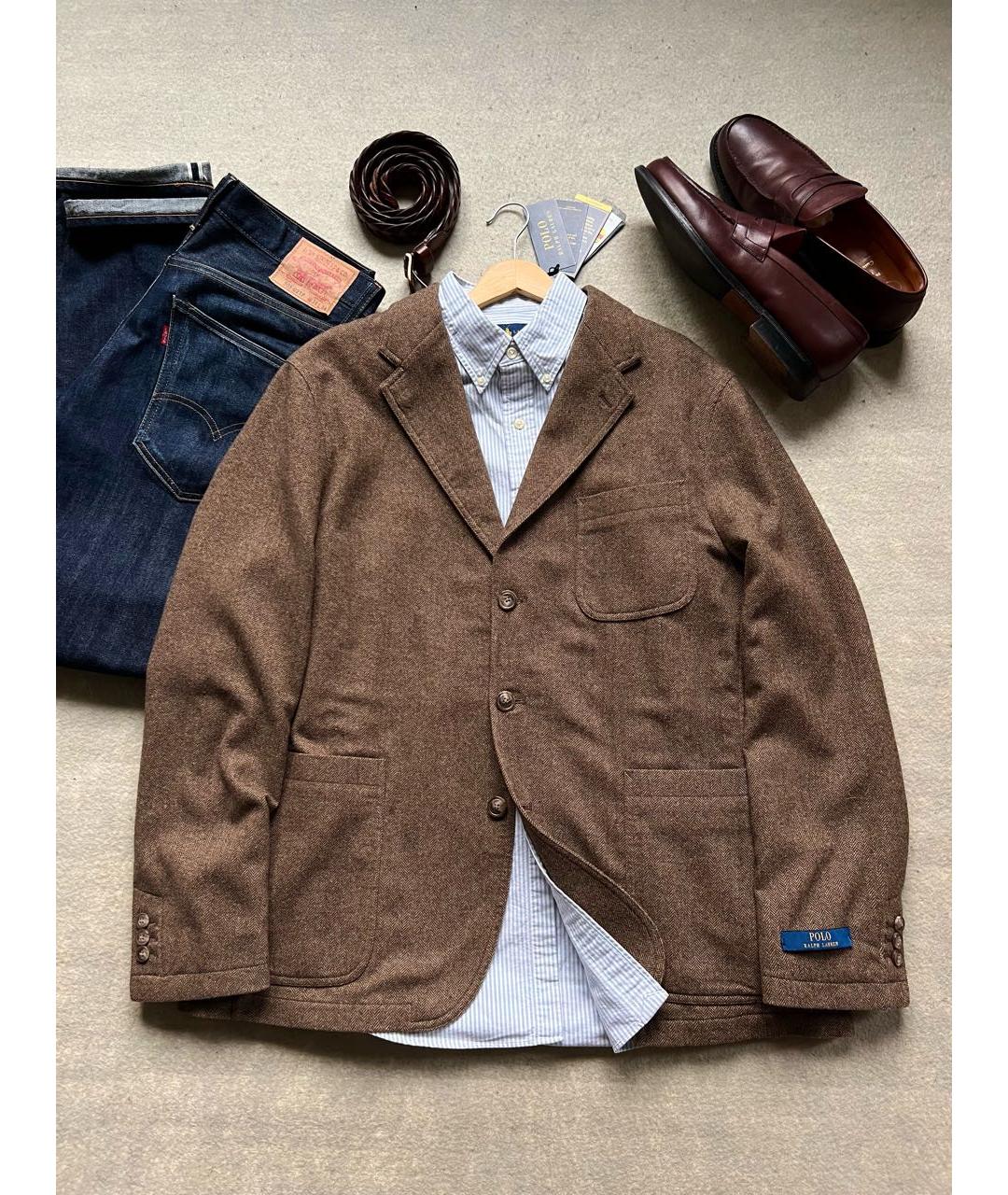 POLO RALPH LAUREN Коричневый шерстяной пиджак, фото 3