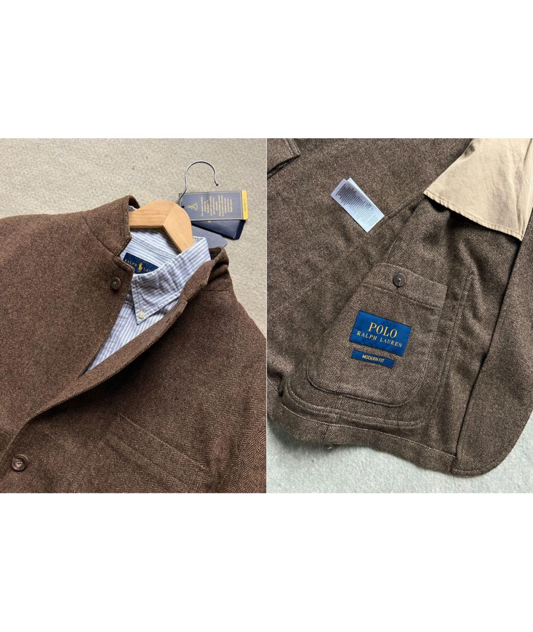 POLO RALPH LAUREN Коричневый шерстяной пиджак, фото 4