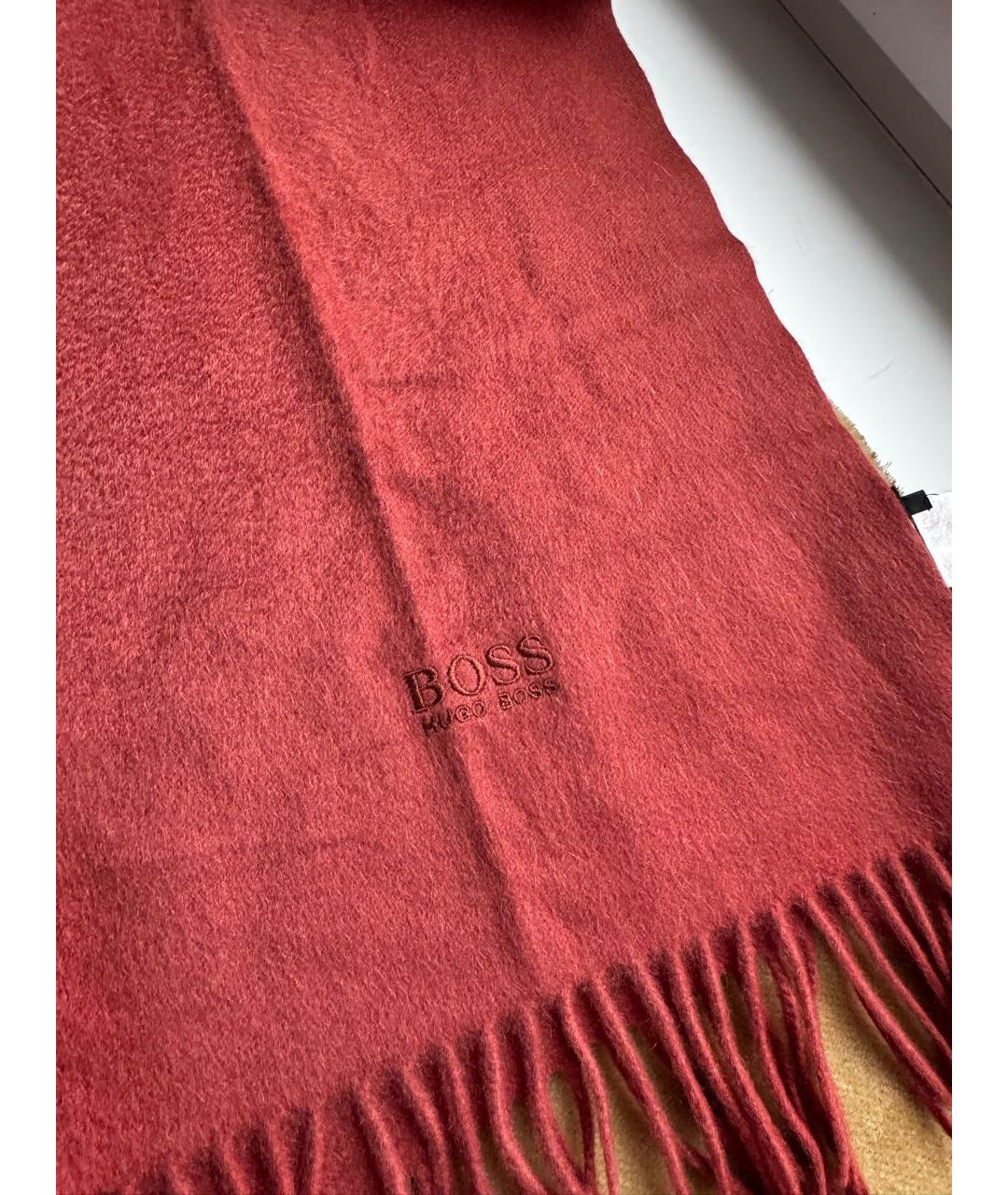 HUGO BOSS Коралловый кашемировый шарф, фото 2