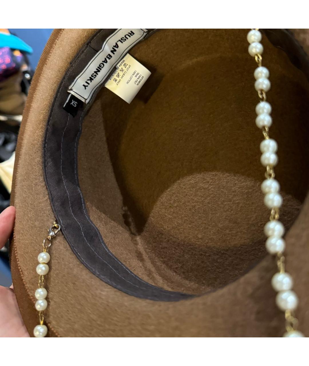 RUSLAN BAGINSKIY Коричневая шерстяная шляпа, фото 4