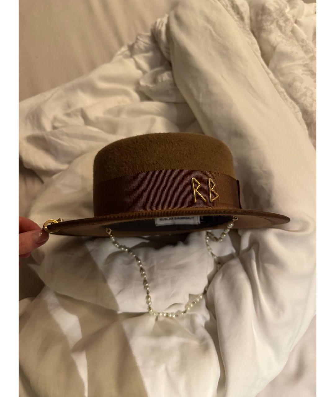 RUSLAN BAGINSKIY Коричневая шерстяная шляпа, фото 3