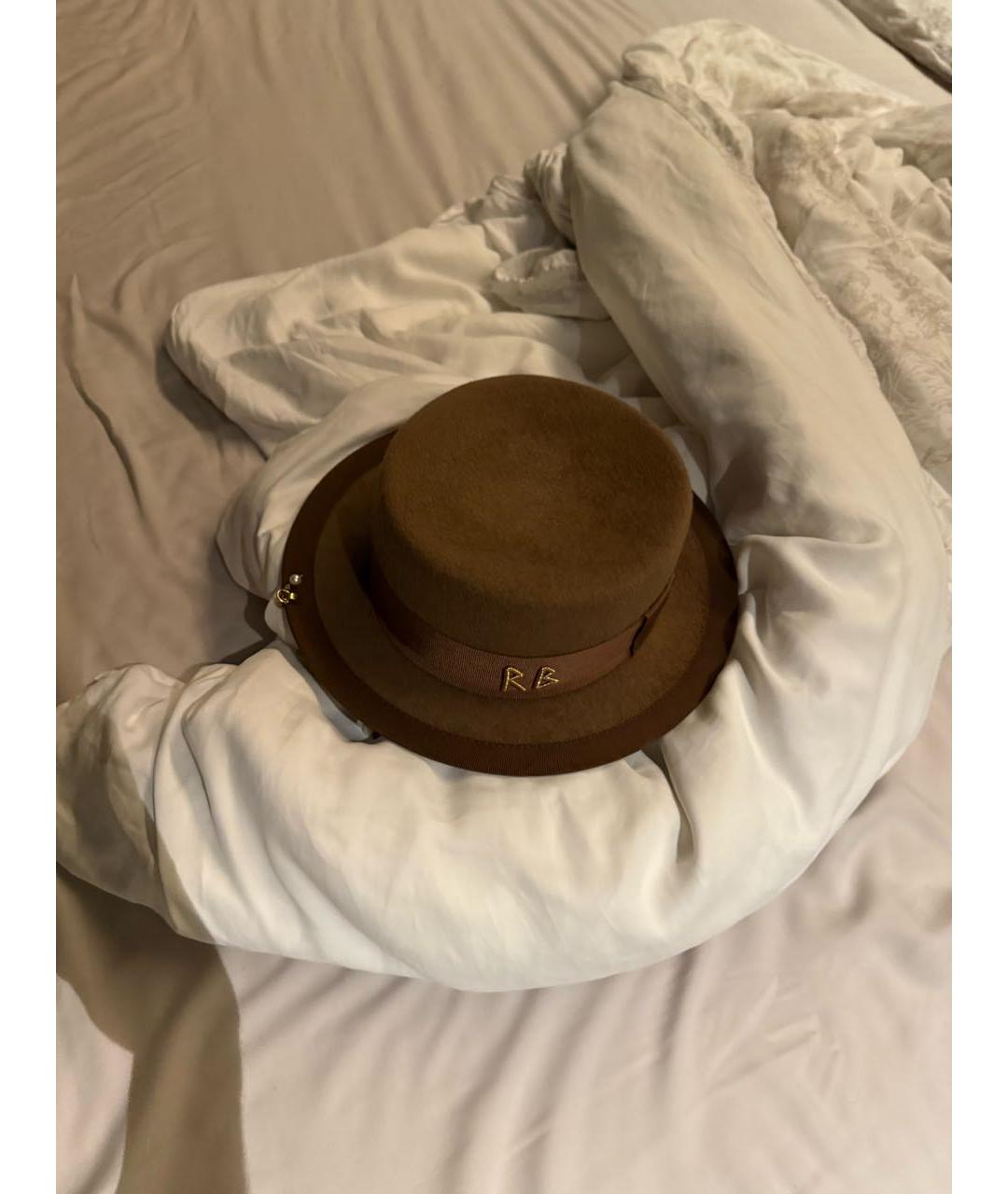RUSLAN BAGINSKIY Коричневая шерстяная шляпа, фото 2