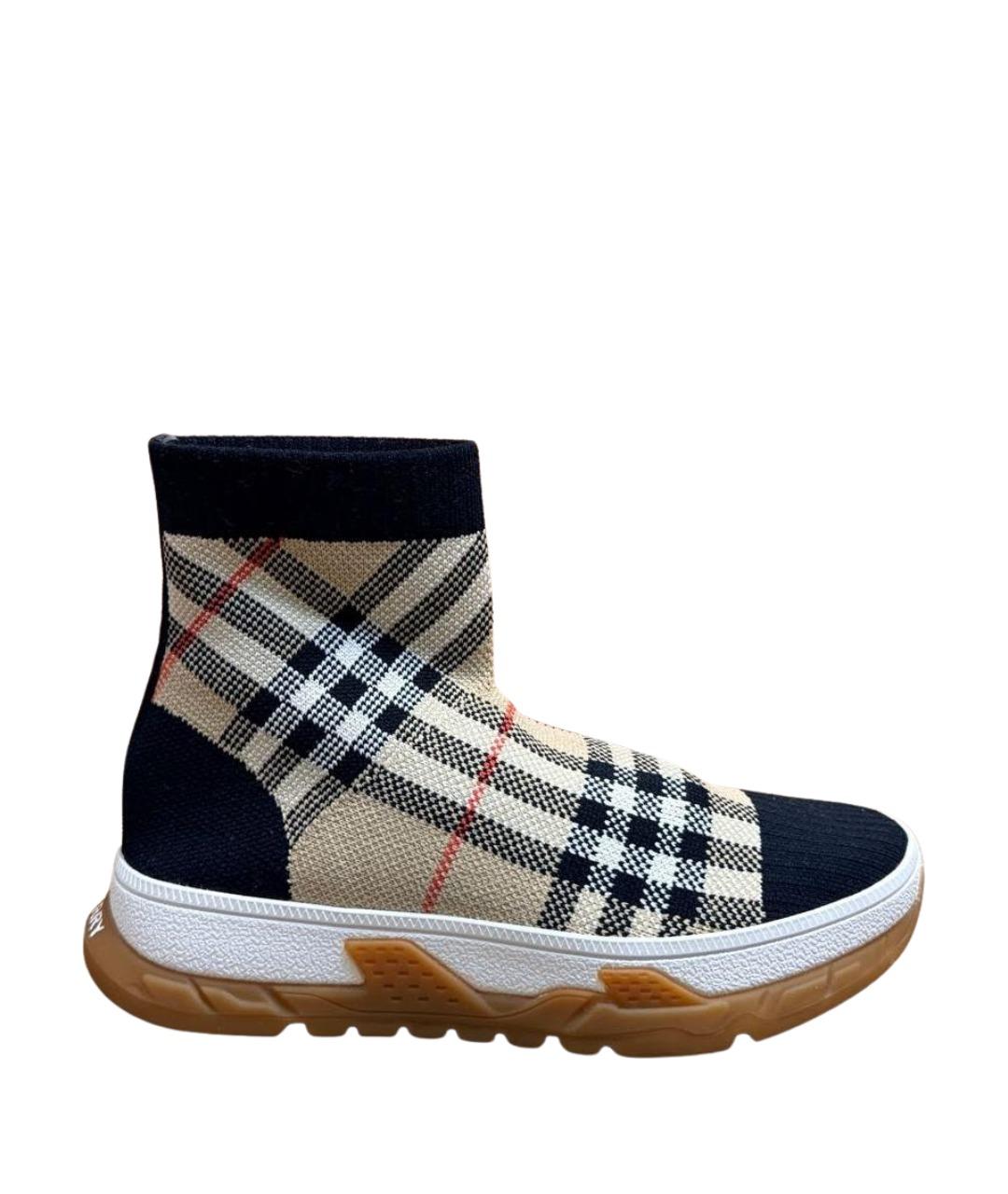 BURBERRY KIDS Бежевые текстильные кеды, фото 1