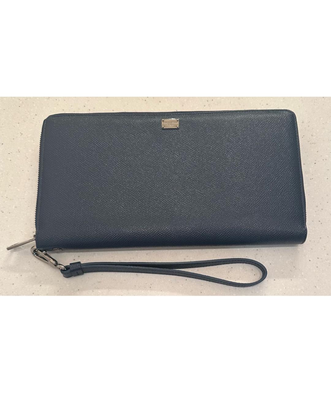 DOLCE&GABBANA Темно-синий кожаный кошелек, фото 7