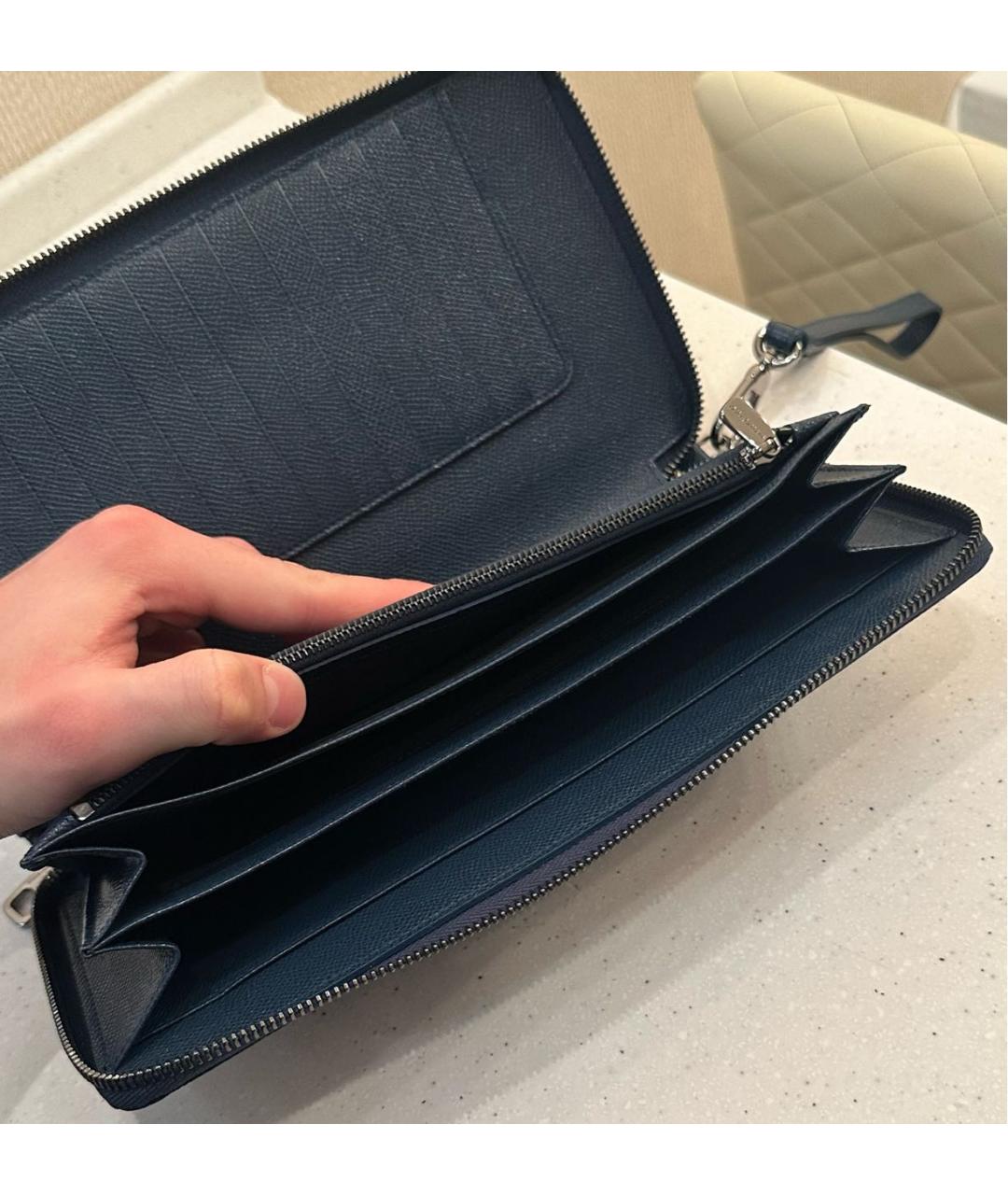 DOLCE&GABBANA Темно-синий кожаный кошелек, фото 3
