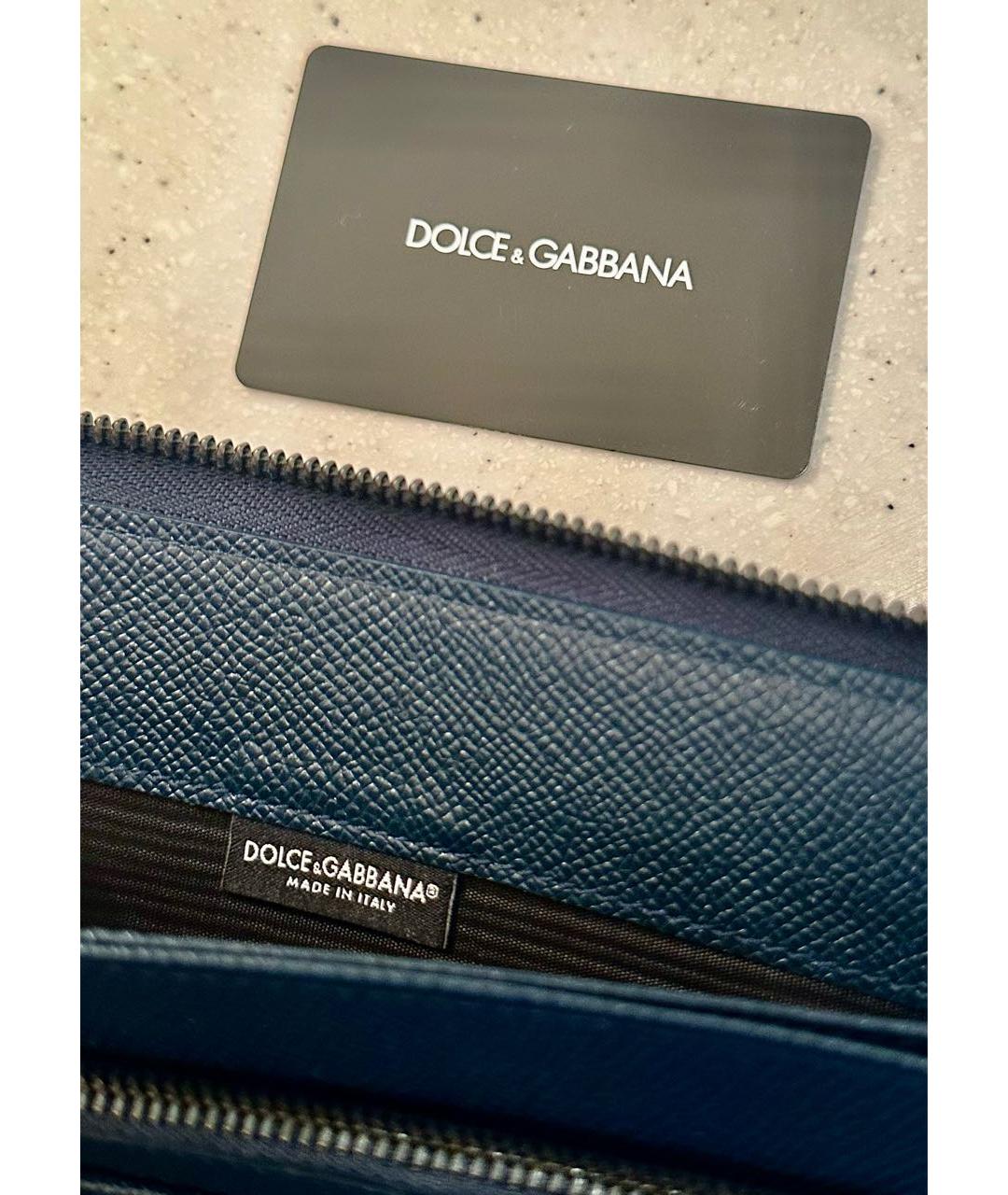DOLCE&GABBANA Темно-синий кожаный кошелек, фото 4