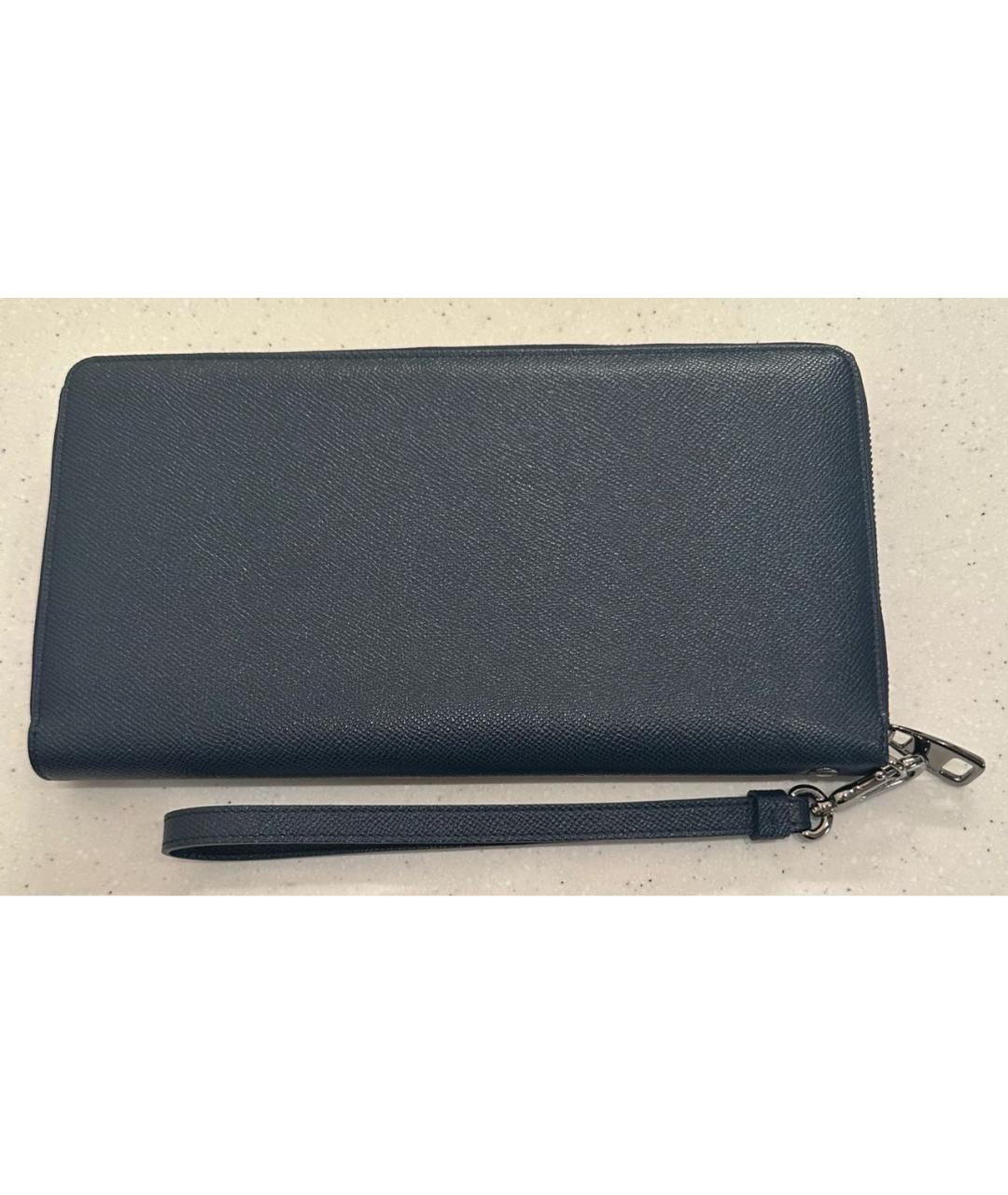 DOLCE&GABBANA Темно-синий кожаный кошелек, фото 2