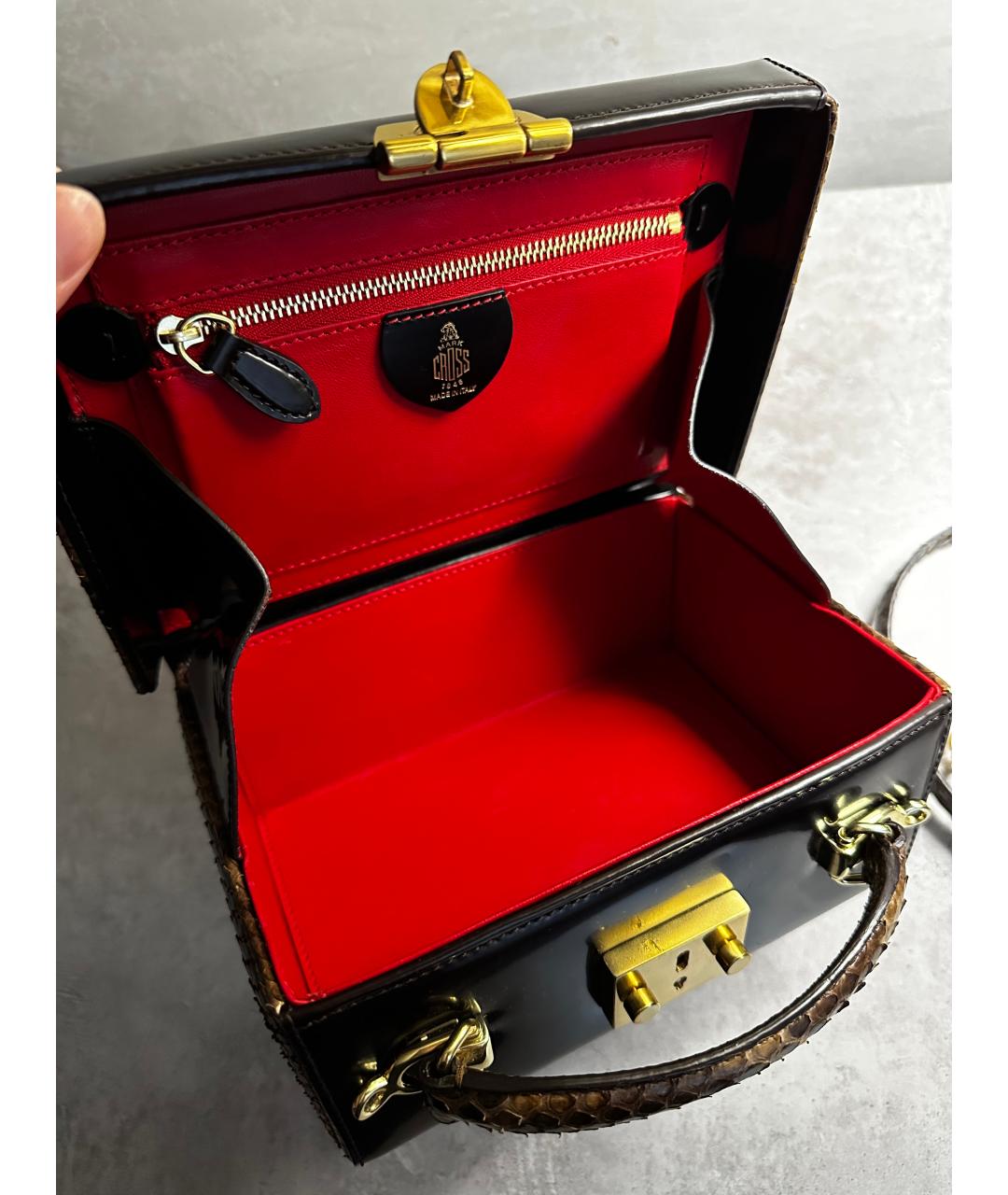 MARK CROSS Коричневая сумка с короткими ручками из экзотической кожи, фото 7