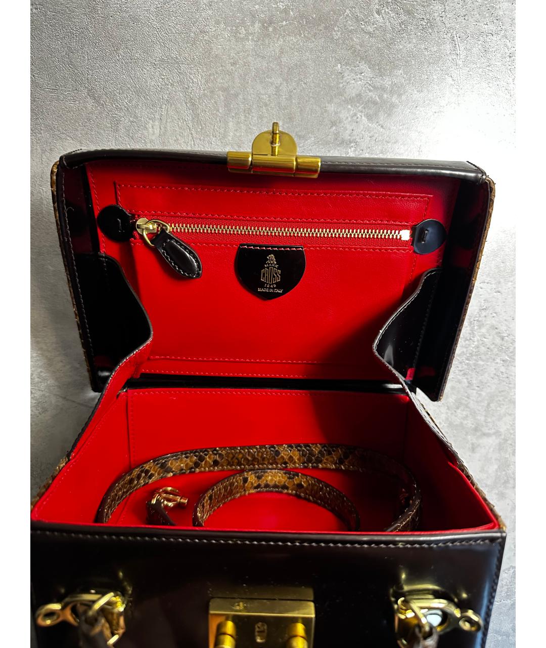 MARK CROSS Коричневая сумка с короткими ручками из экзотической кожи, фото 5