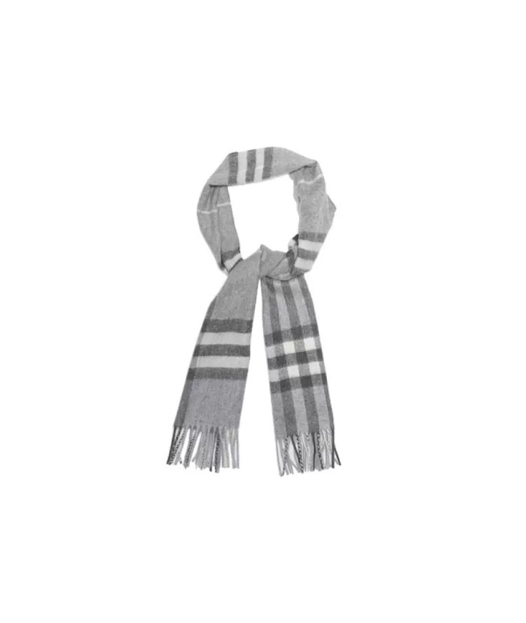BURBERRY Серый кашемировый шарф, фото 4