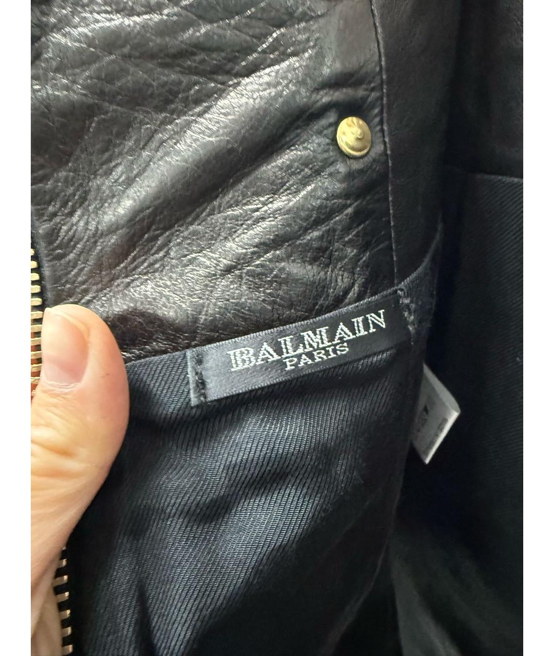 BALMAIN Черная кожаная юбка мини, фото 3