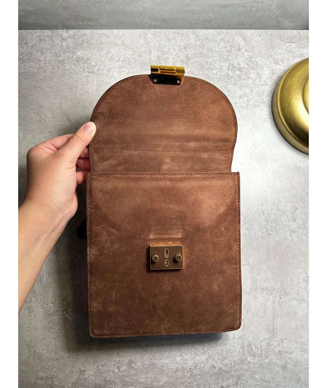 MARK CROSS Коричневая замшевая сумка с короткими ручками, фото 5