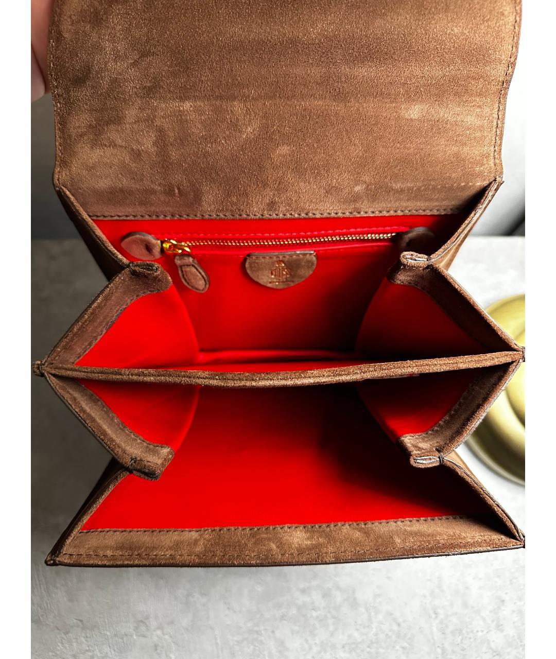 MARK CROSS Коричневая замшевая сумка с короткими ручками, фото 8