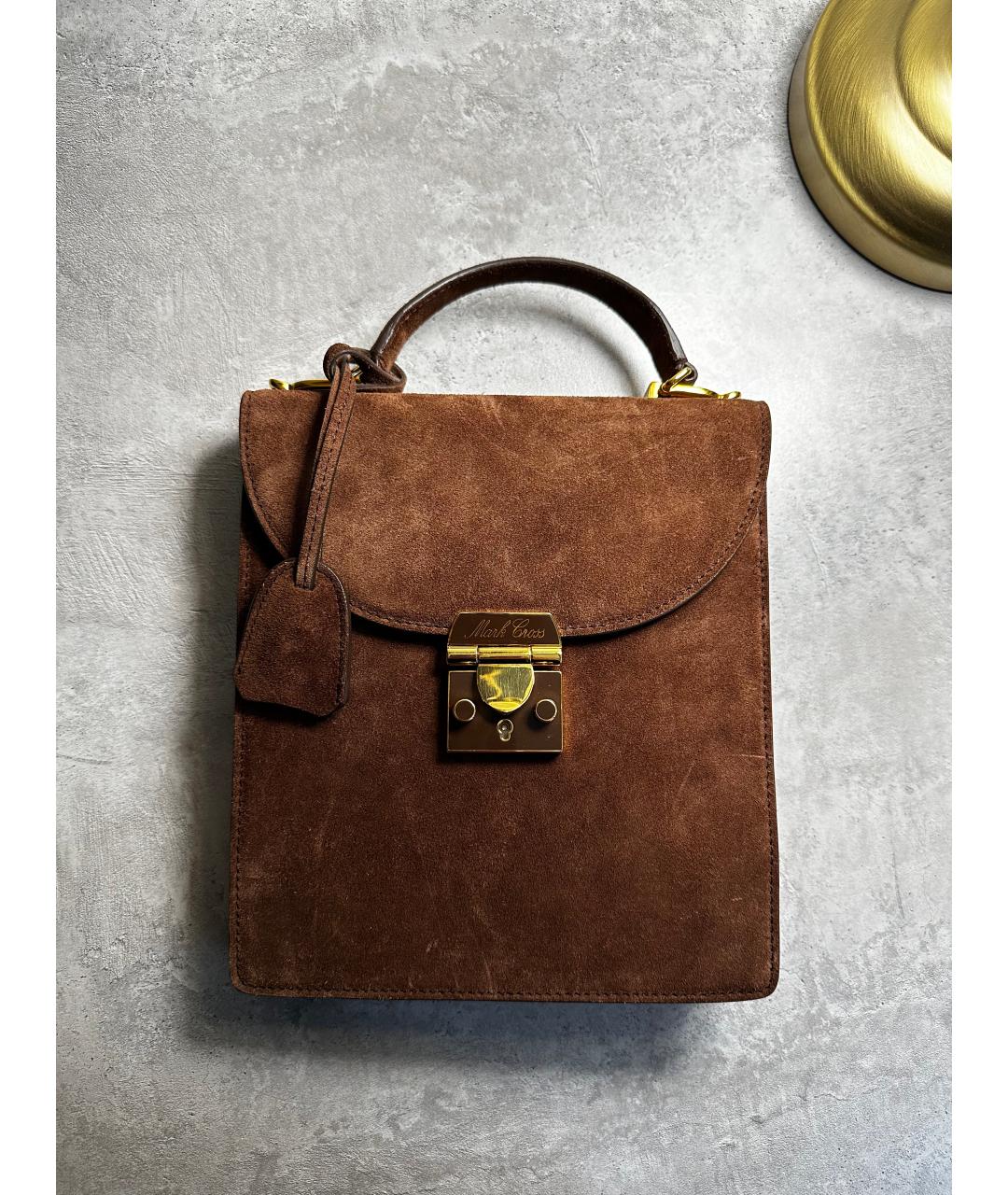 MARK CROSS Коричневая замшевая сумка с короткими ручками, фото 2