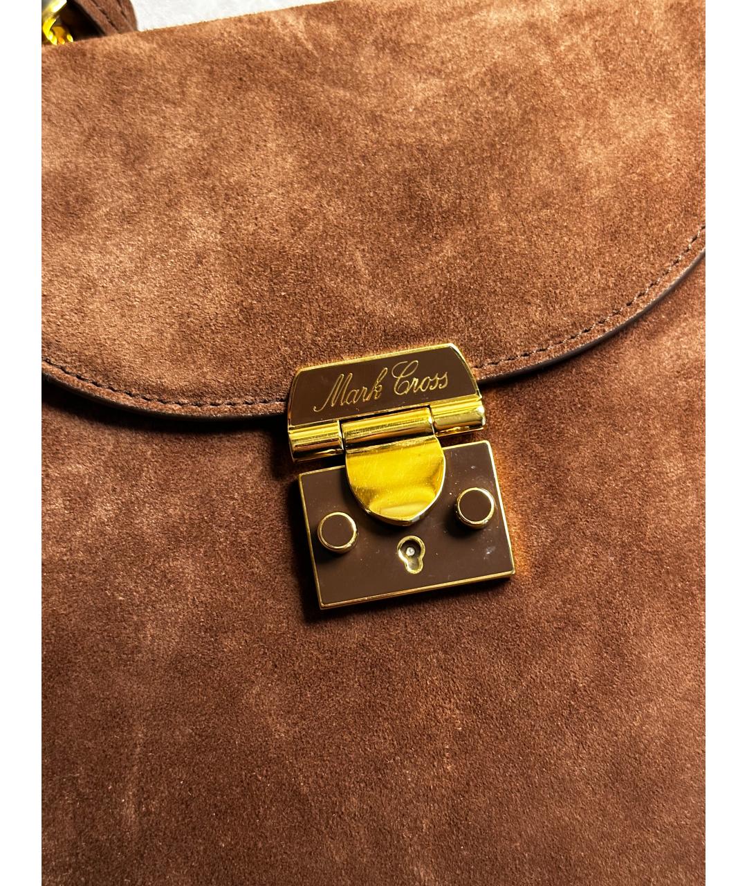 MARK CROSS Коричневая замшевая сумка с короткими ручками, фото 3