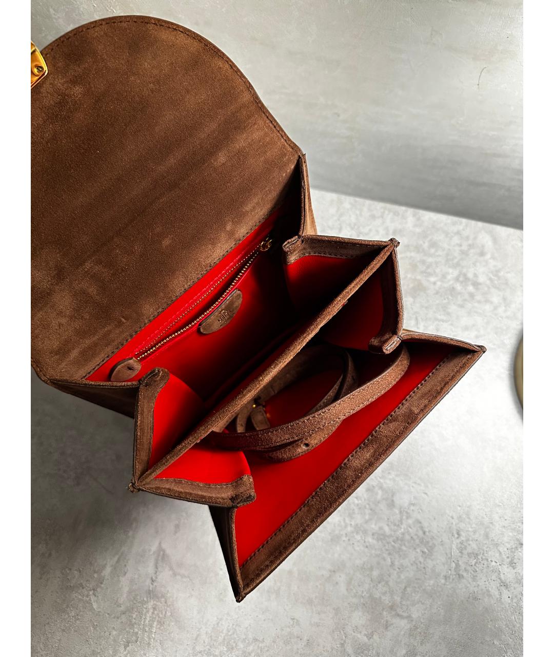 MARK CROSS Коричневая замшевая сумка с короткими ручками, фото 6