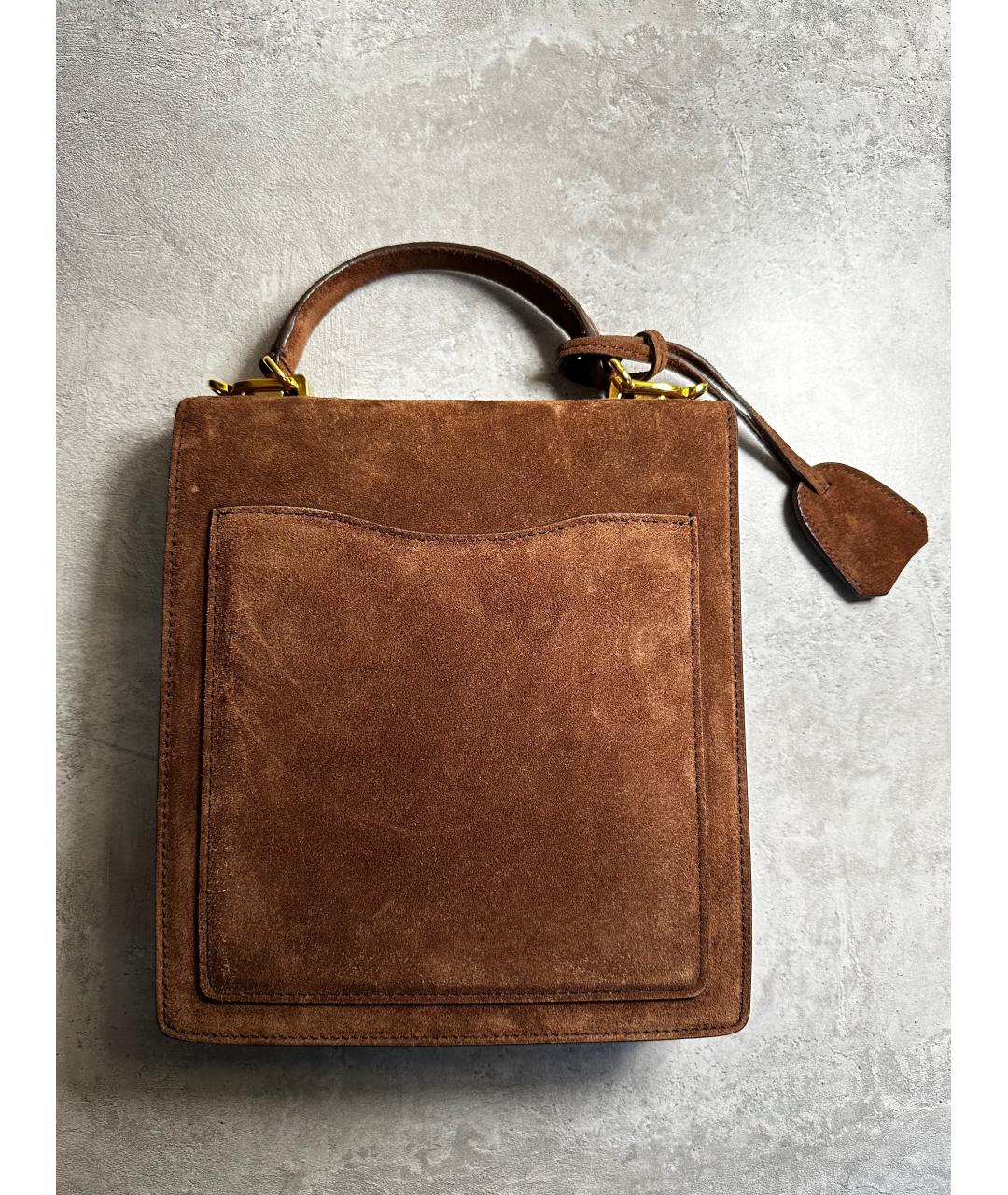 MARK CROSS Коричневая замшевая сумка с короткими ручками, фото 4