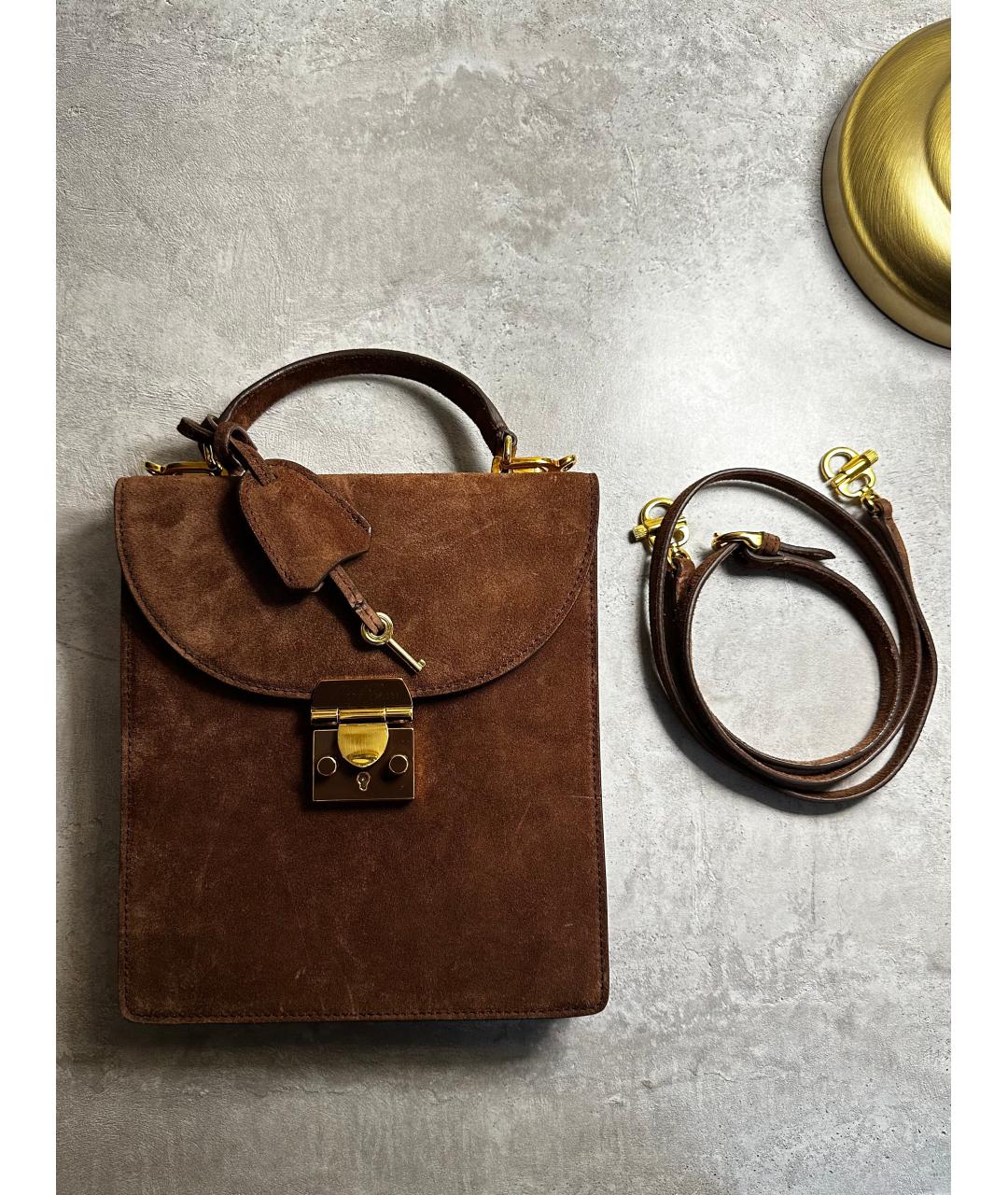 MARK CROSS Коричневая замшевая сумка с короткими ручками, фото 9