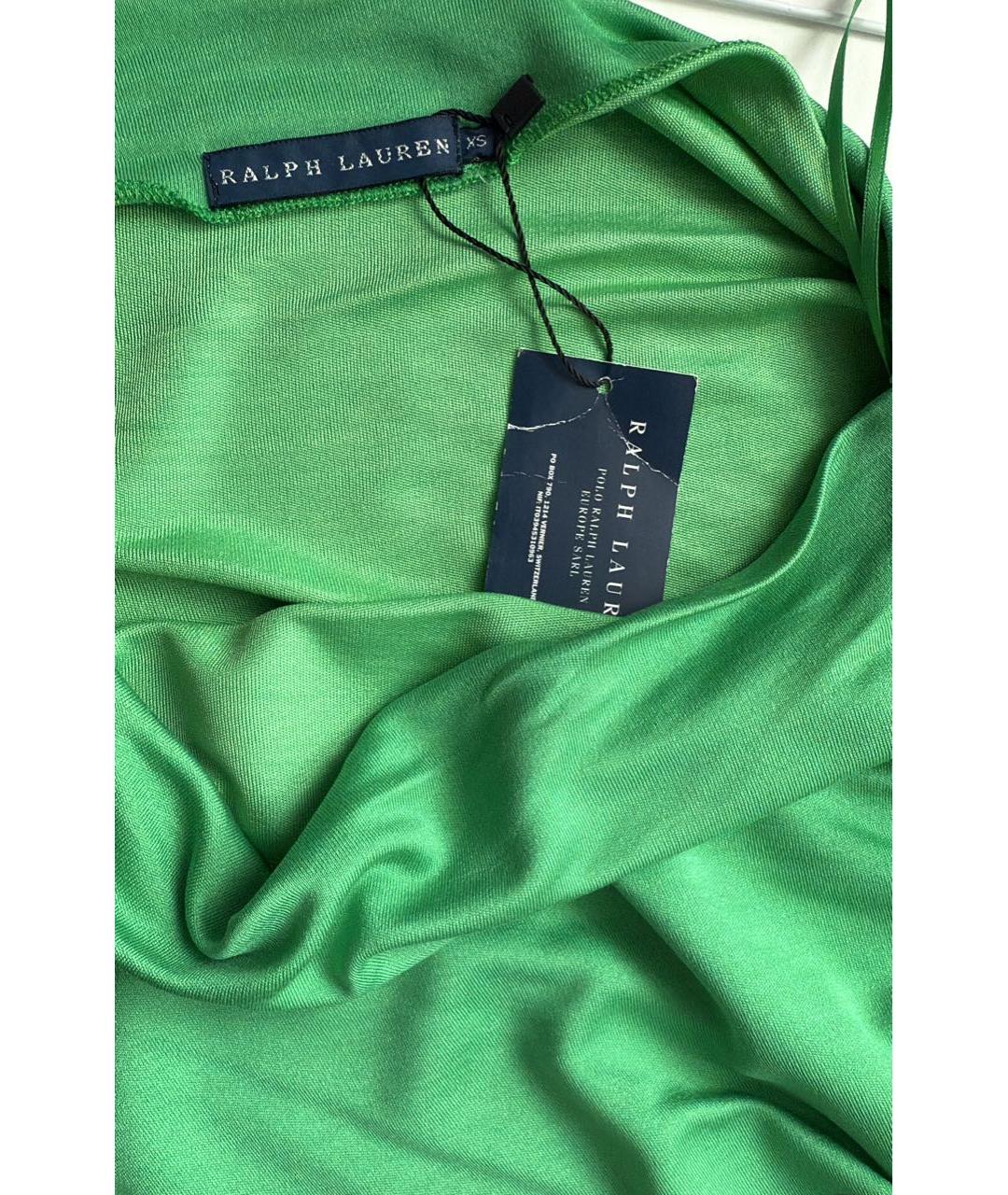 RALPH LAUREN Зеленые хлопковое коктейльное платье, фото 3