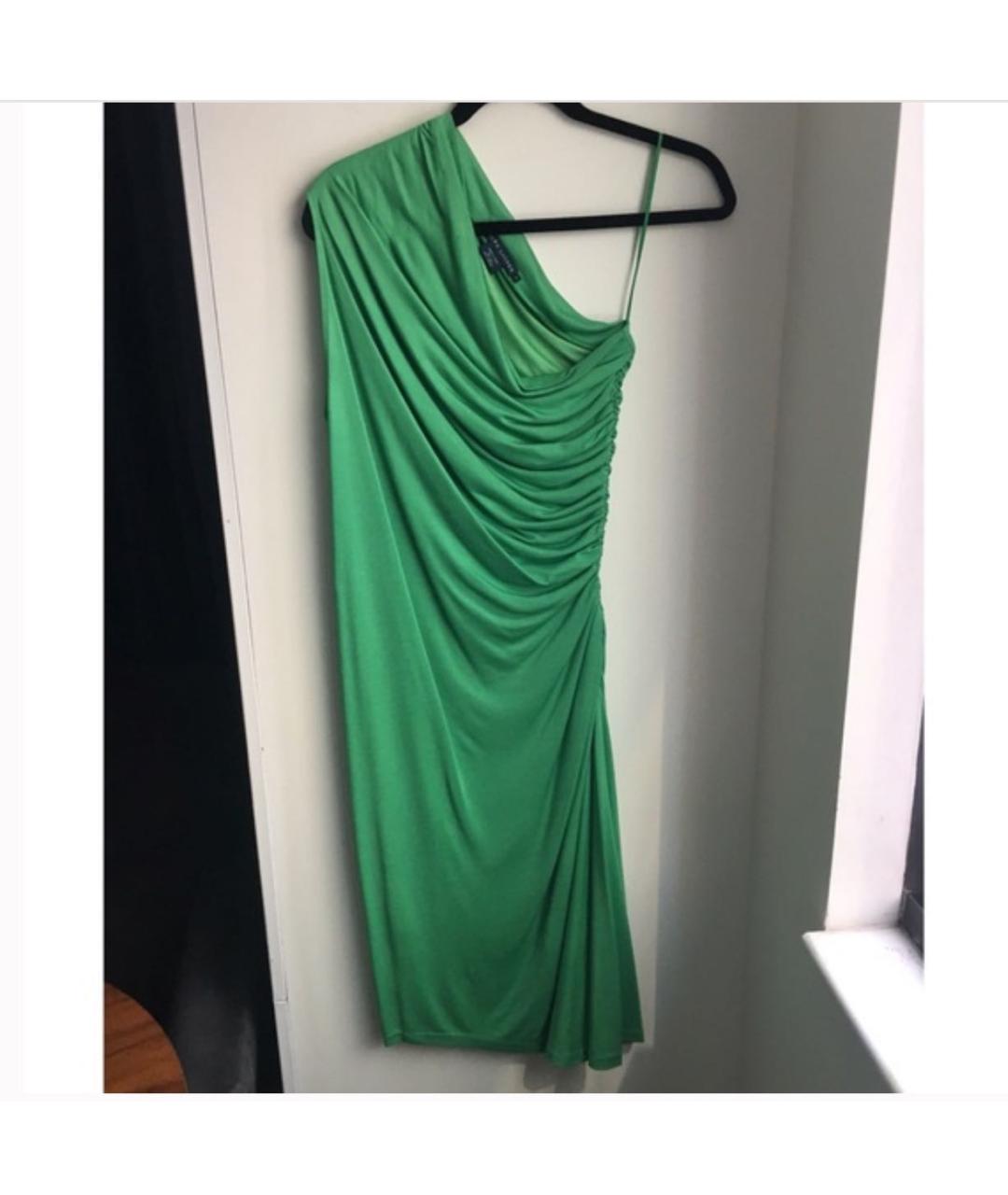 RALPH LAUREN Зеленые хлопковое коктейльное платье, фото 5