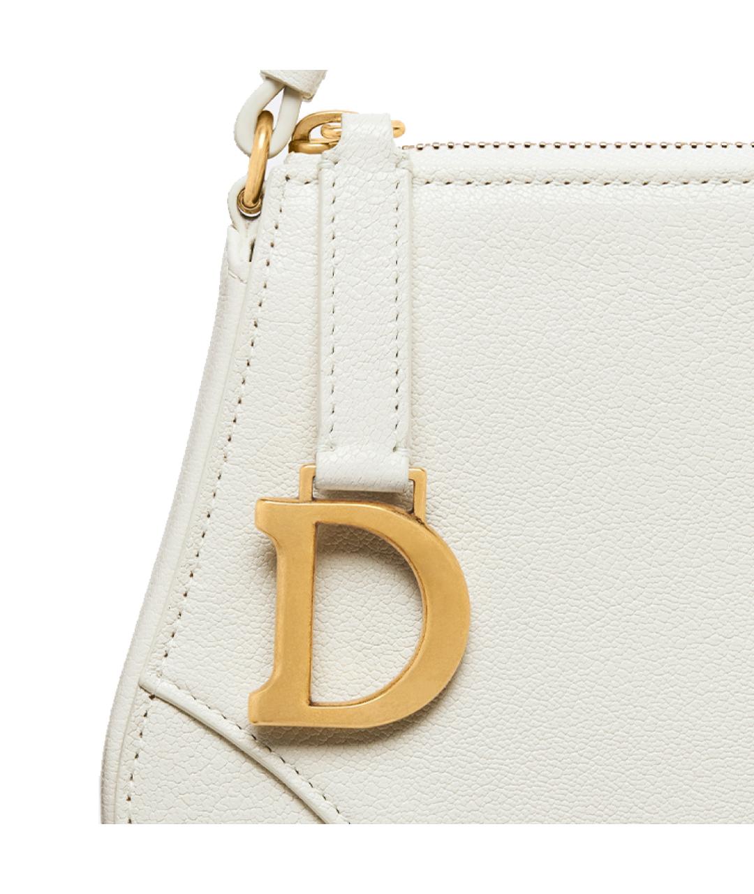CHRISTIAN DIOR Белая кожаная сумка через плечо, фото 5