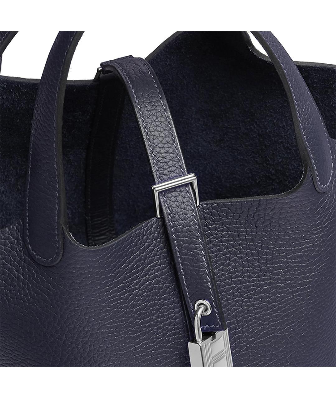 HERMES Темно-синяя кожаная сумка через плечо, фото 5